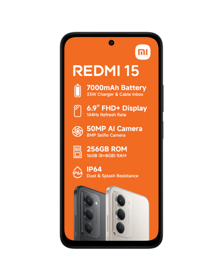 Redmi 15 Dual Sim (8+256GB) Cellphone - Black - Image 2