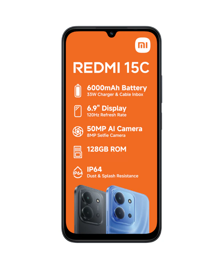 Redmi 15C 4GB + 128GB 4G Dual Sim Cellphone - Black - Image 2