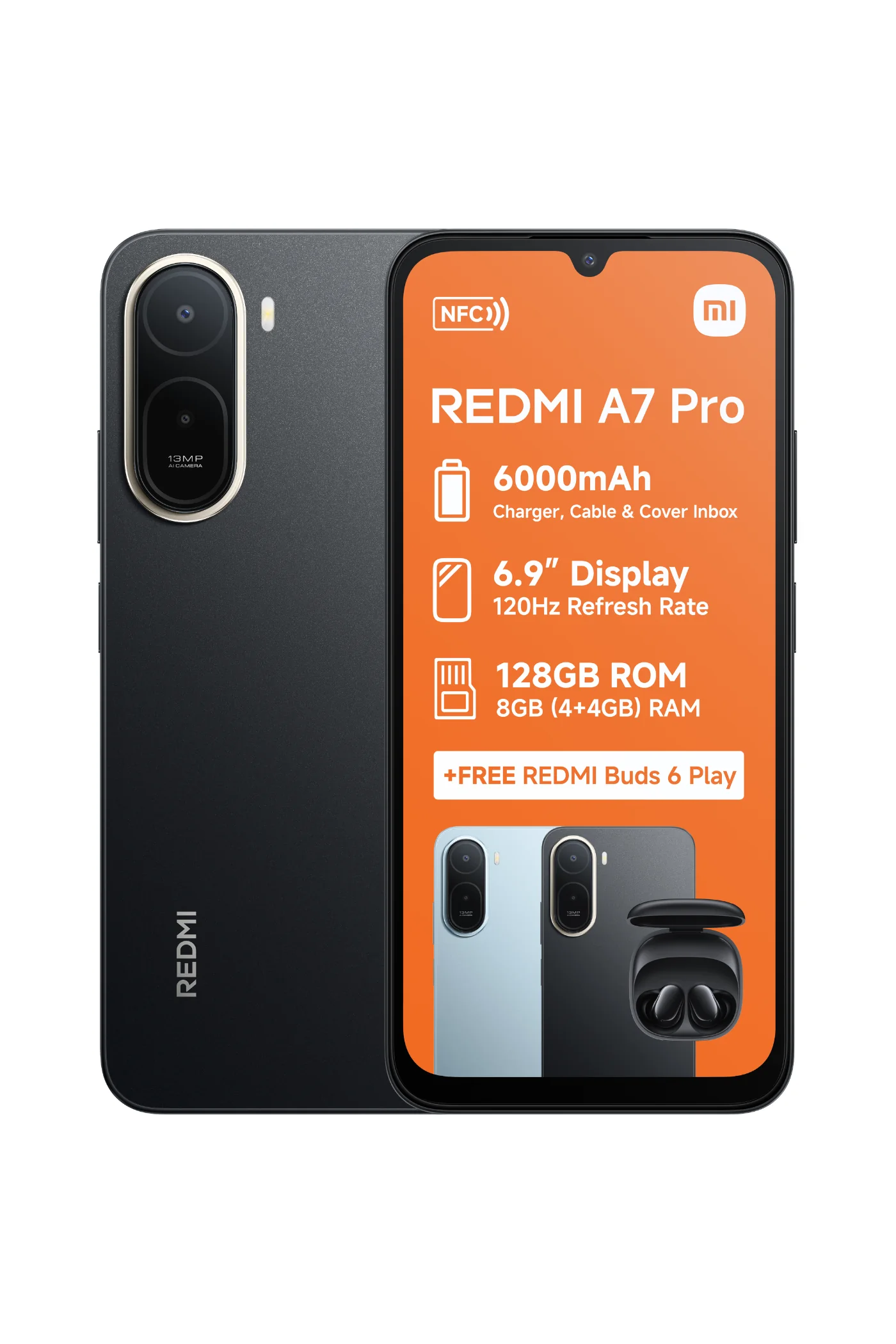 Redmi A7 PRO 4+128GB 4G Dual Sim Cellphone - Black - Image 2
