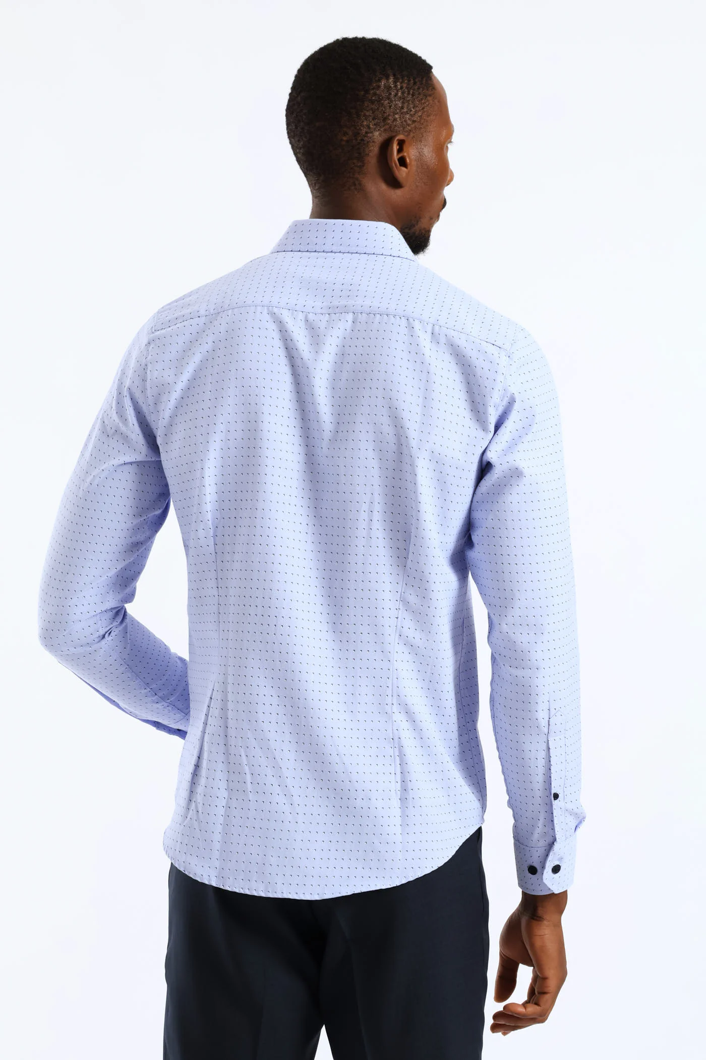 Regular Abstract Geometric Textured Shirt - Light Blue - Image 2