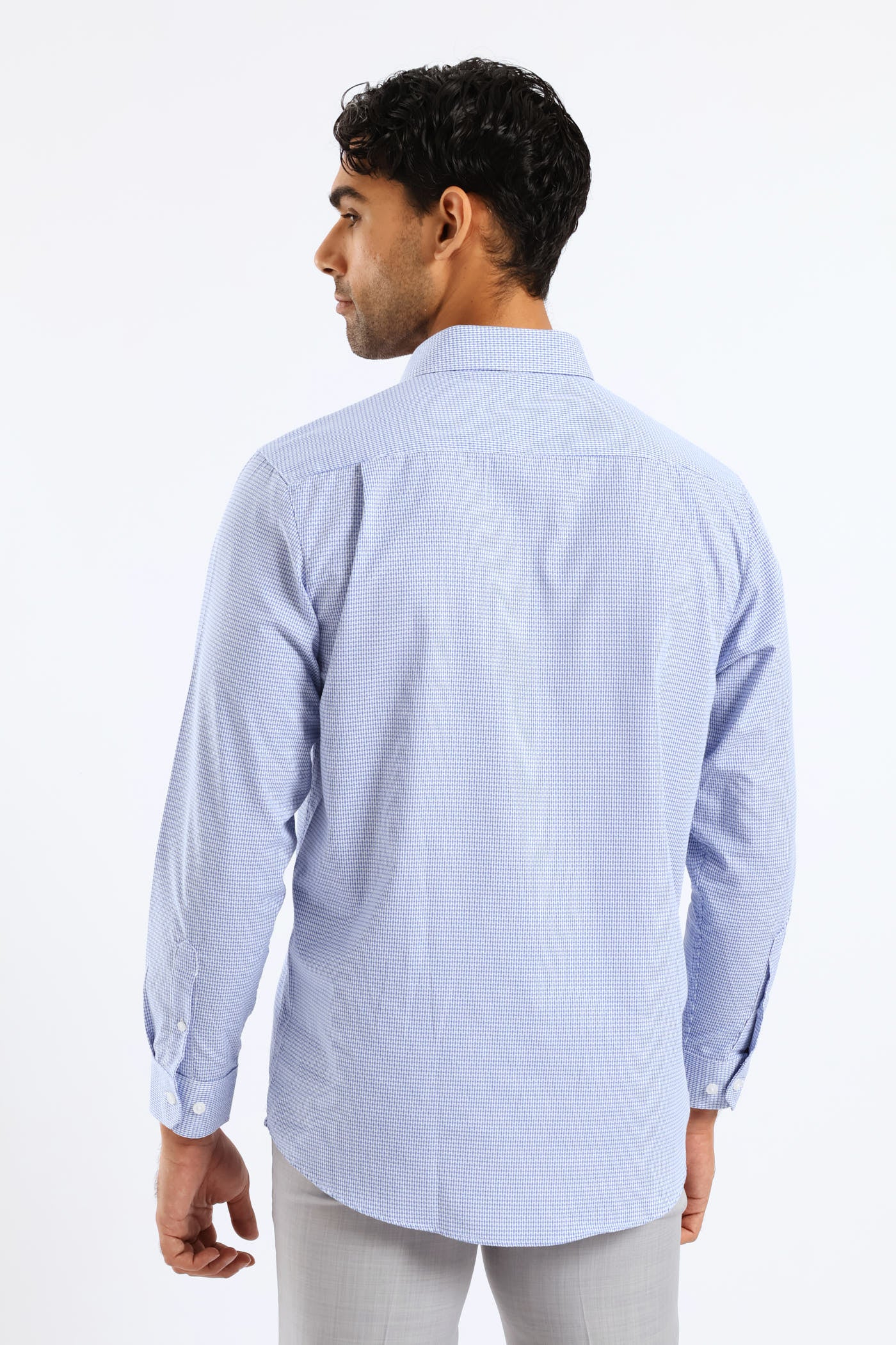 Regular Artisinal Puff Textured Shirt - White/Blue - Image 4
