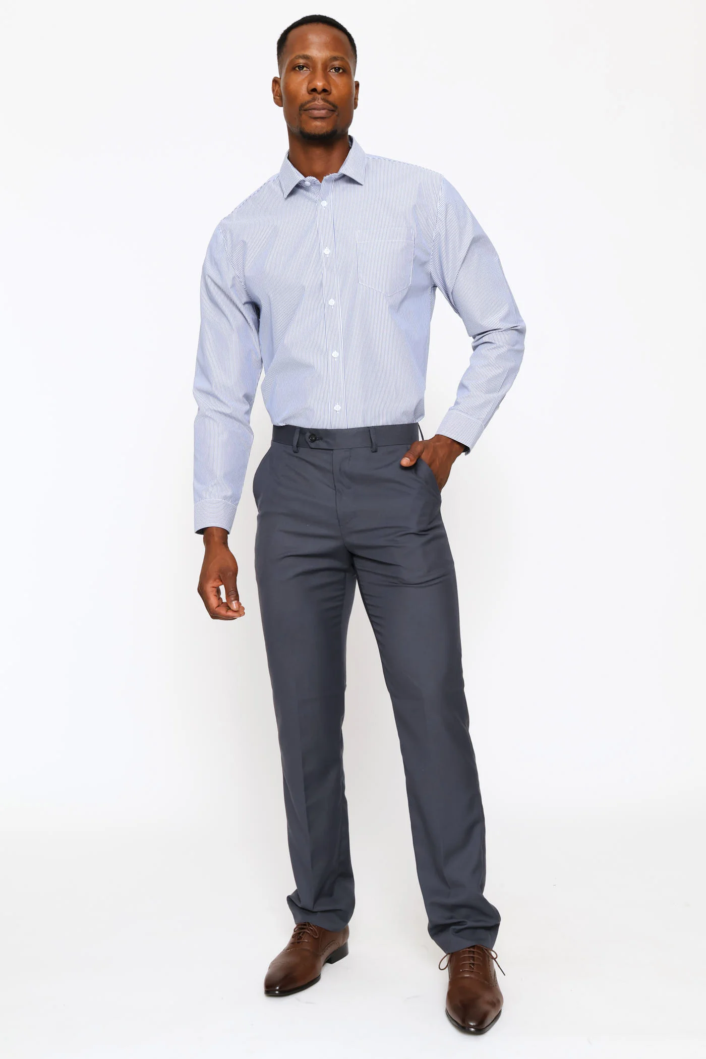 Regular Basic Stripe Printed Shirt - White/Black - Image 4