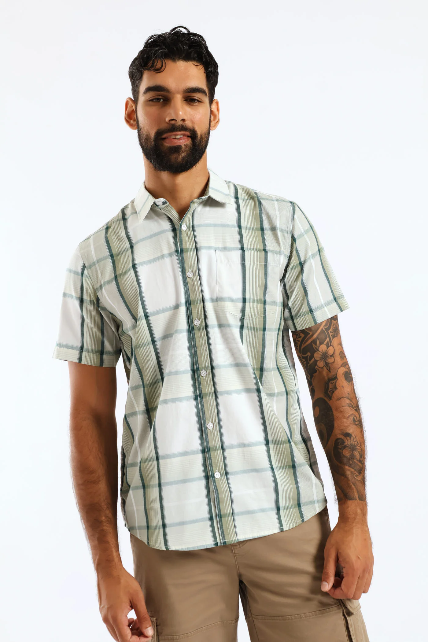 Regular Check Shirt - Green - Image 3
