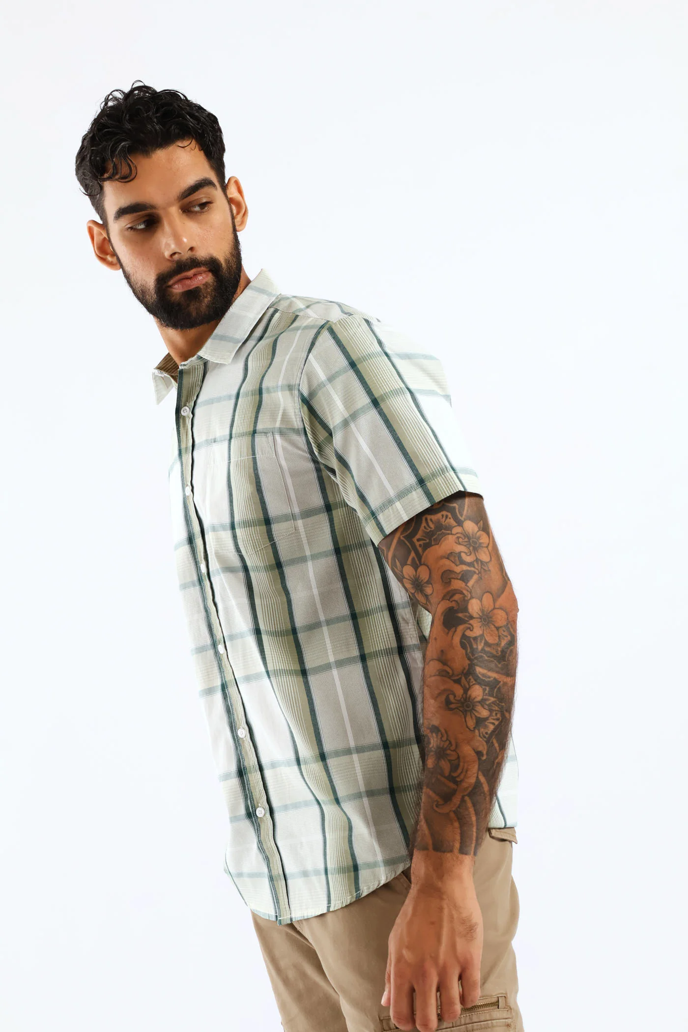 Regular Check Shirt - Green - Image 4
