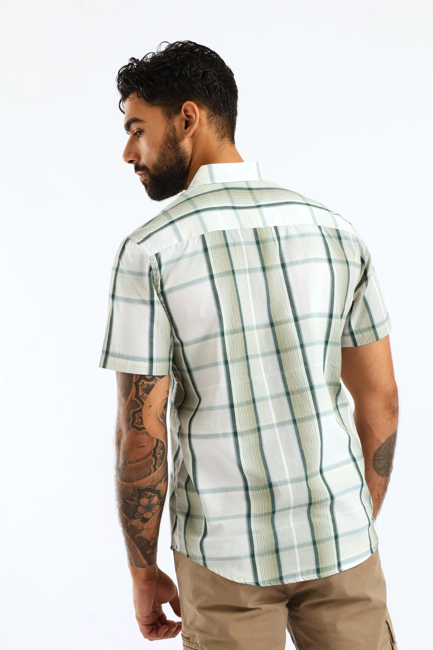 Regular Check Shirt - Green - Image 5