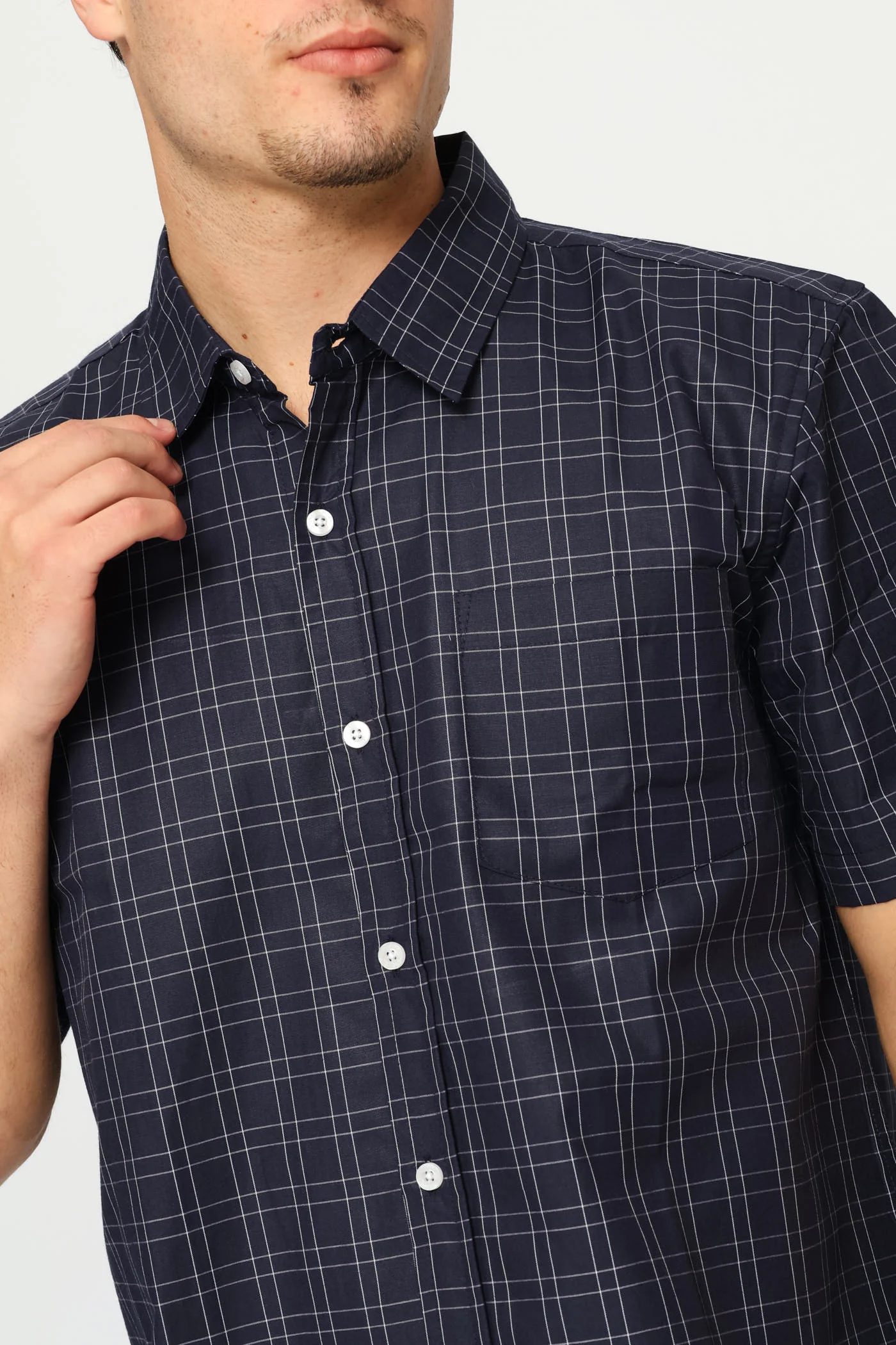 Regular Check Shirt - Navy - Image 2