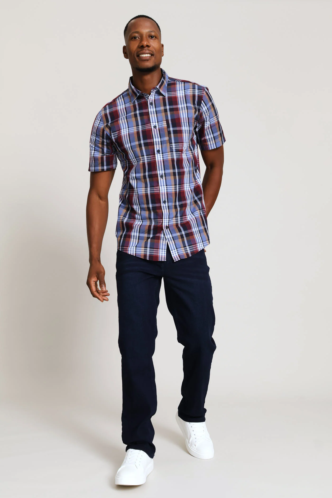 Regular Check Shirt - Navy - Image 5