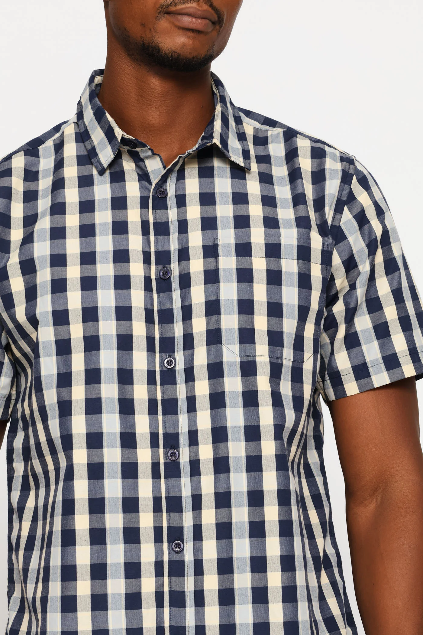 Regular Check Shirt - Stone/Navy/White - Image 2