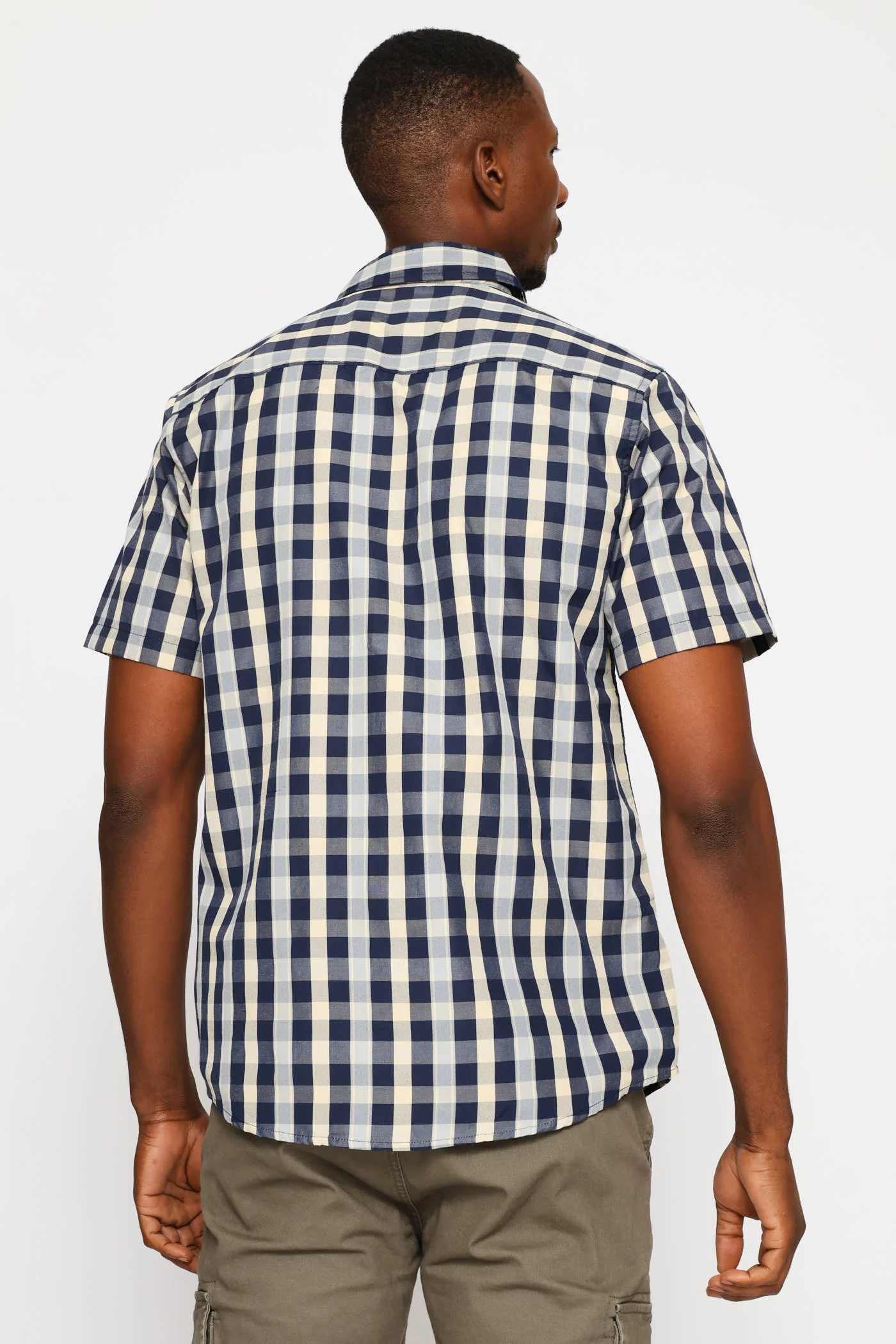 Regular Check Shirt - Stone/Navy/White - Image 4