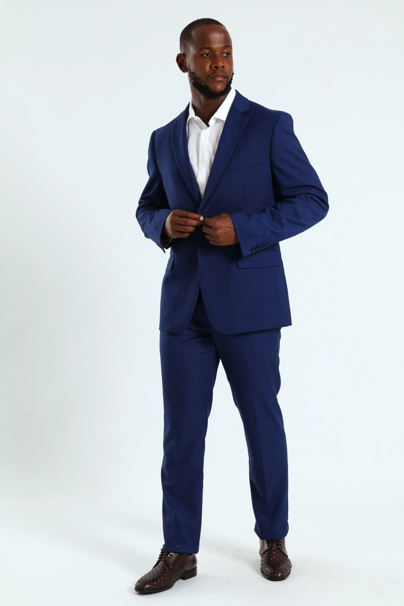 Regular Check Suit Jacket - Royal Blue - Image 2