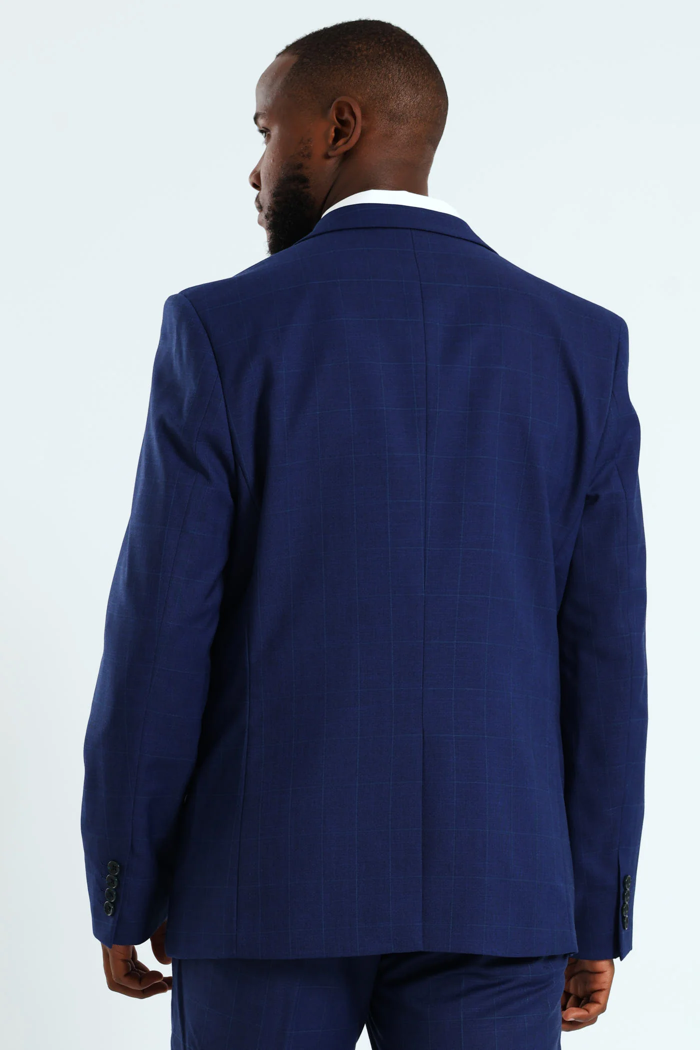 Regular Check Suit Jacket - Royal Blue - Image 4