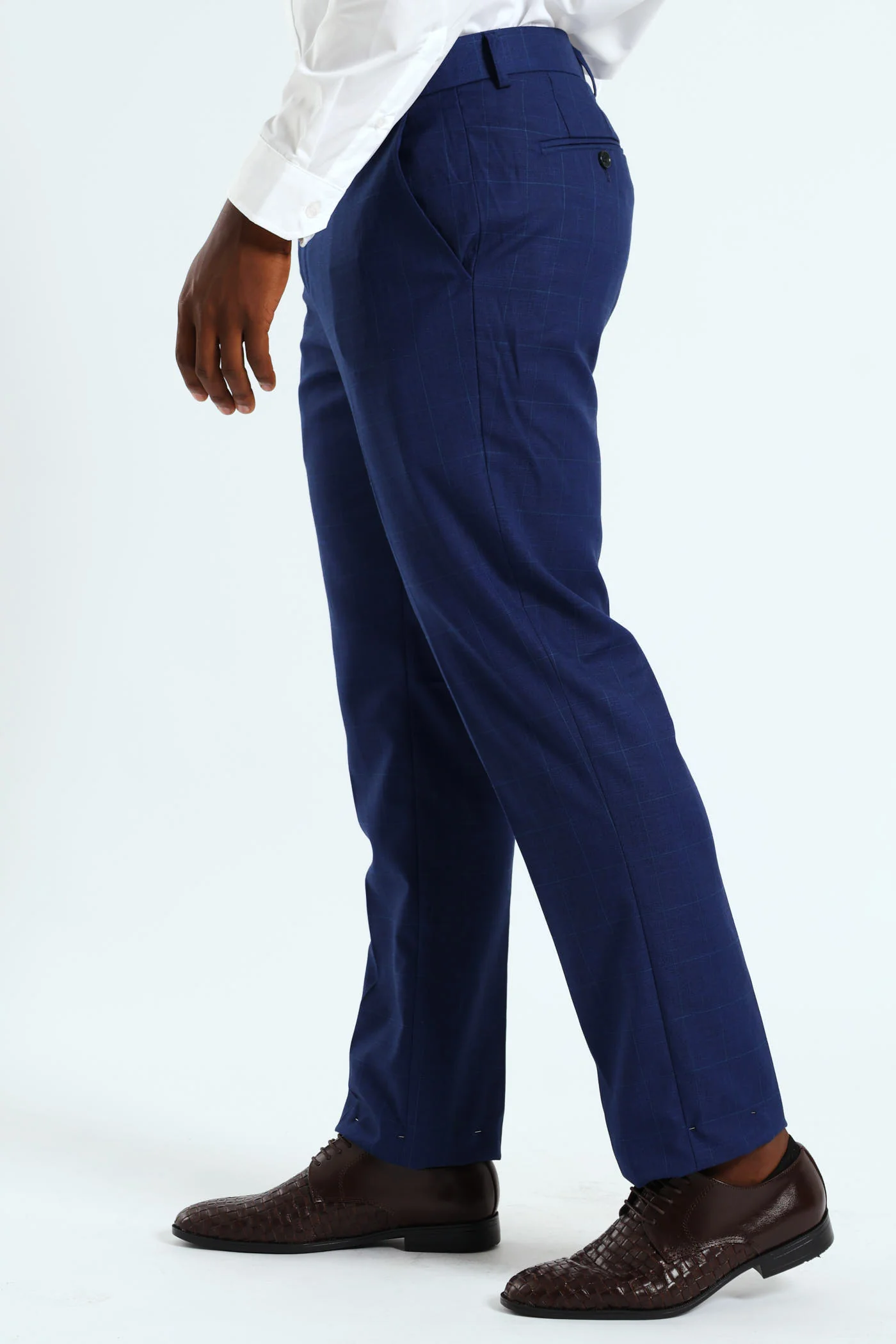 Regular Check Suit Trouser - Royal Blue - Image 3