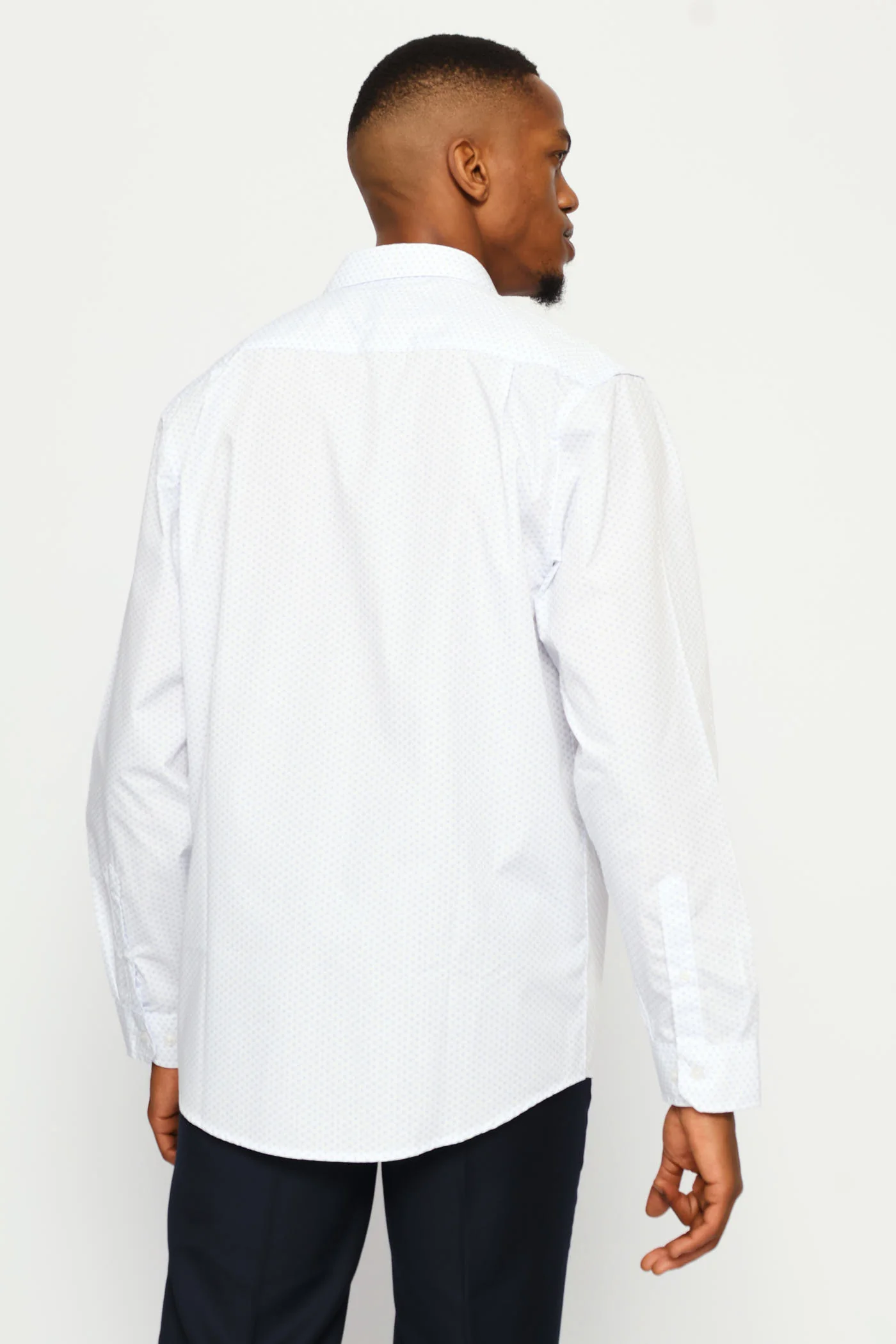 Regular Double Spot Printed Shirt - White/Light Blue - Image 4