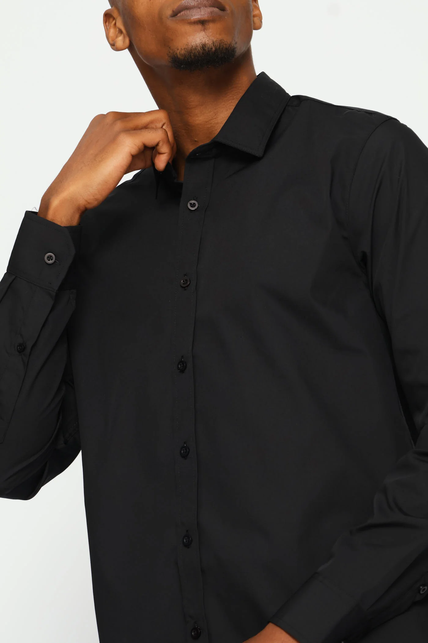 Regular Easy Care Long Sleeve Shirt - Black - Image 2