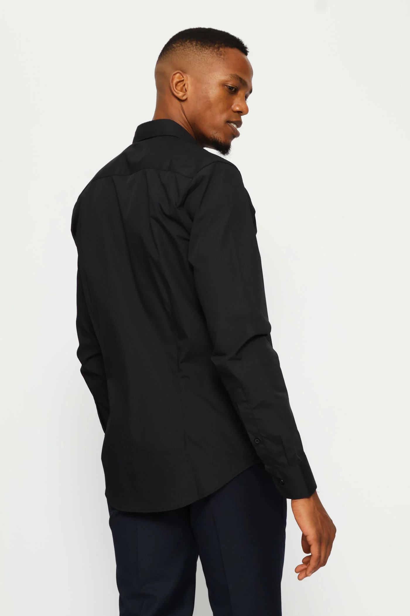 Regular Easy Care Long Sleeve Shirt - Black - Image 4