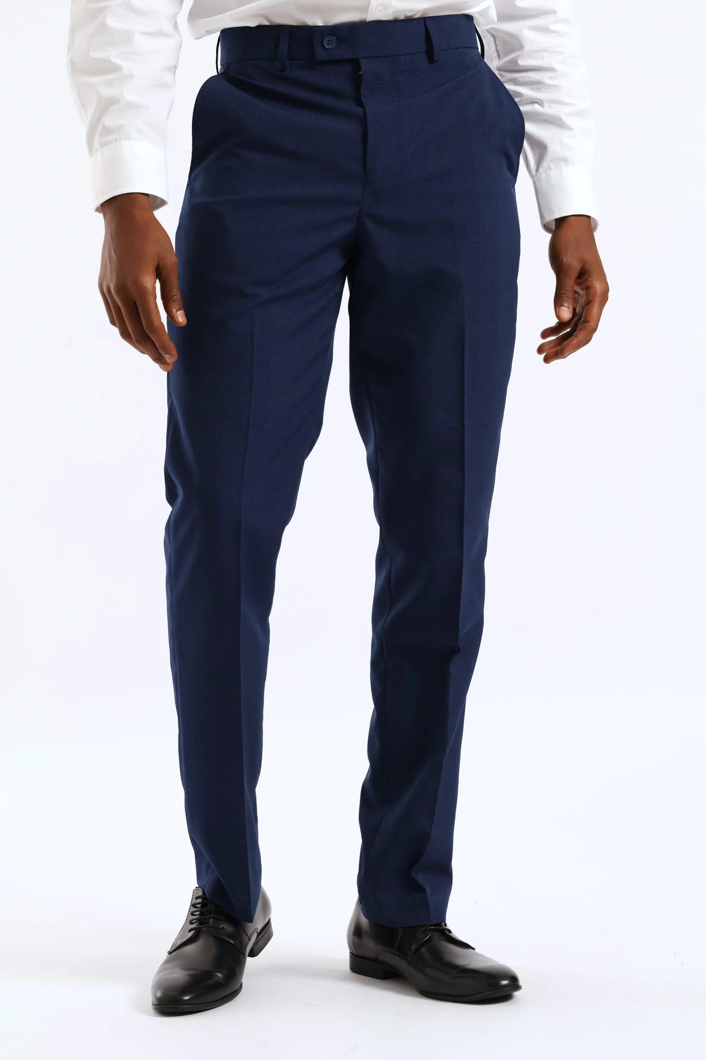 Regular Extended Waistband Check Trouser - Navy - Image 2