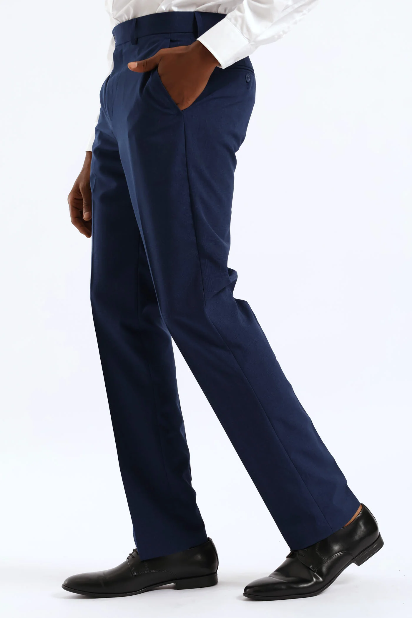 Regular Extended Waistband Check Trouser - Navy - Image 3