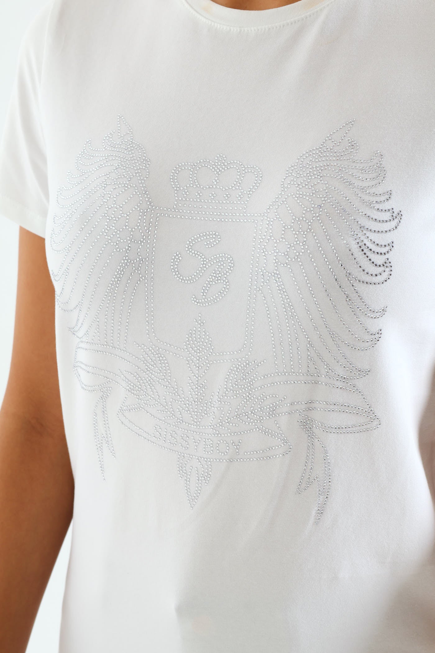 Regular Fit Bling Logo Top - White - Image 4