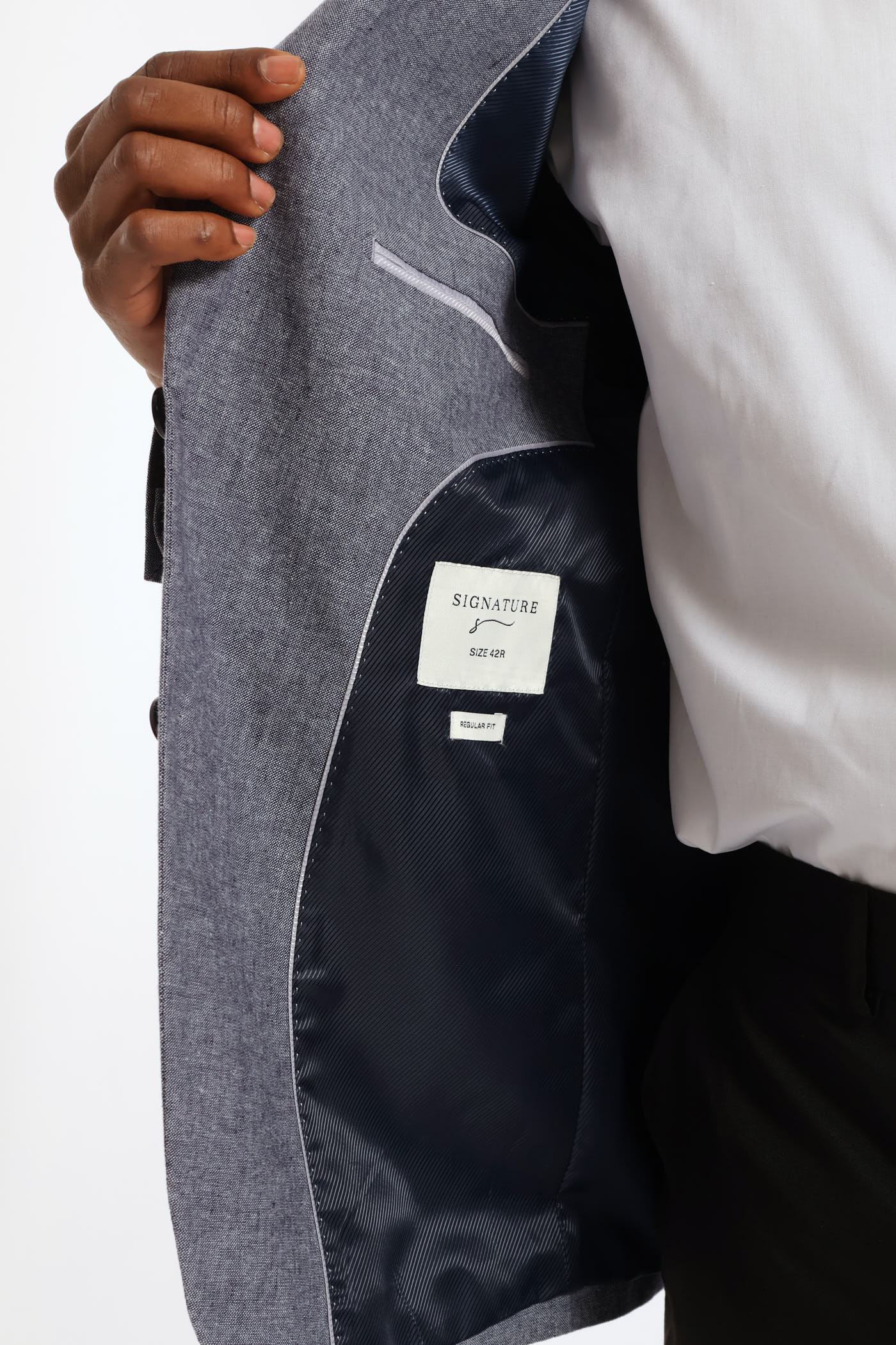 Regular Fit Textured Blazer - Blue - Image 5