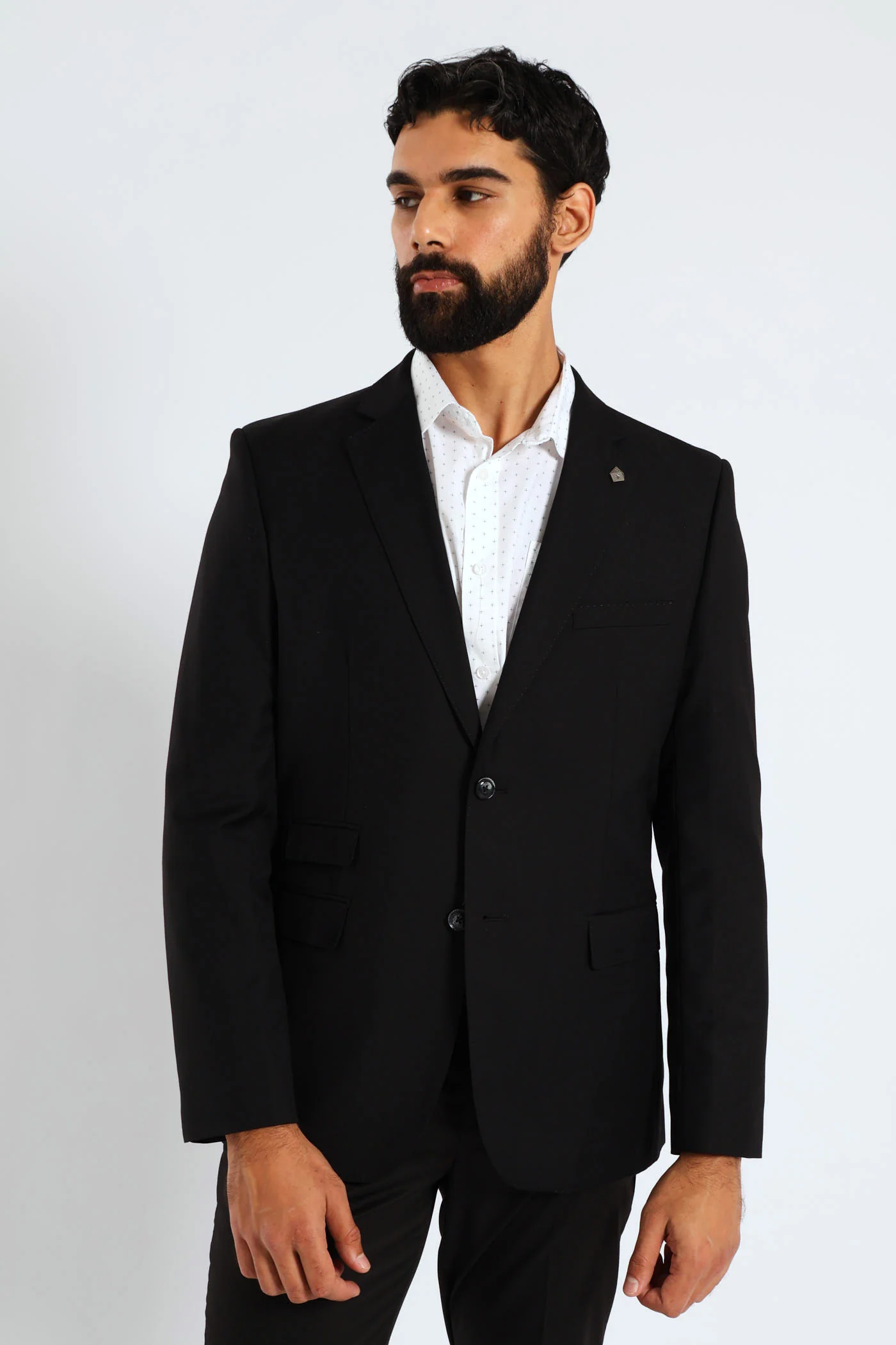 Regular Fit Viscose Blend Suit Jacket - Black - Image 3