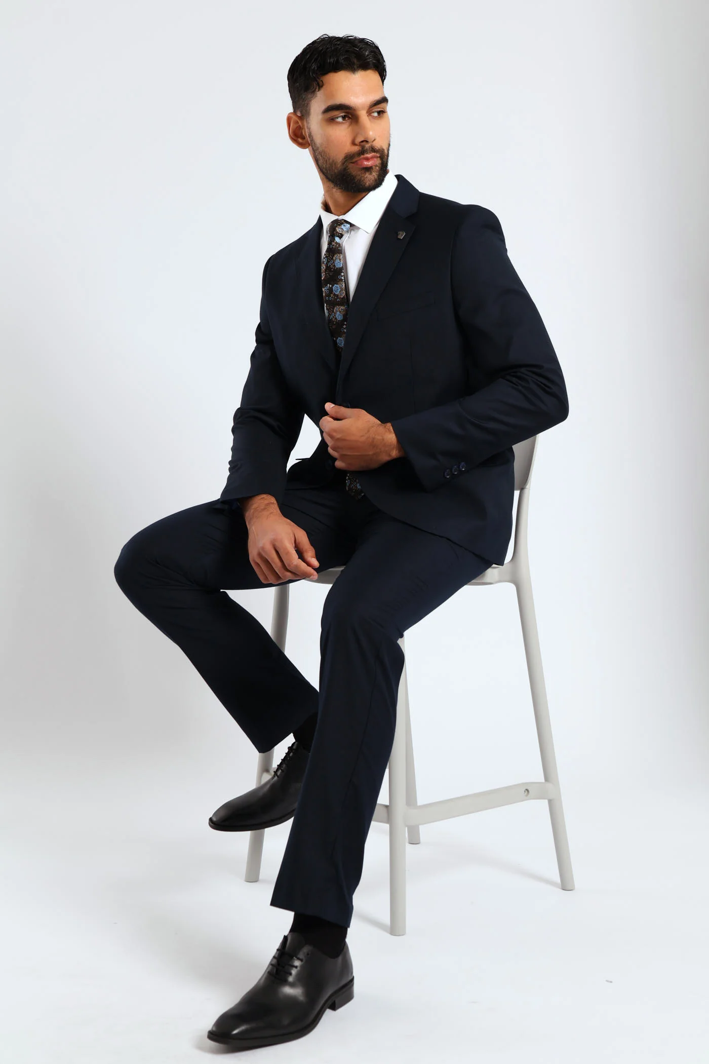 Regular Fit Viscose Blend Suit Jacket - Navy - Image 2