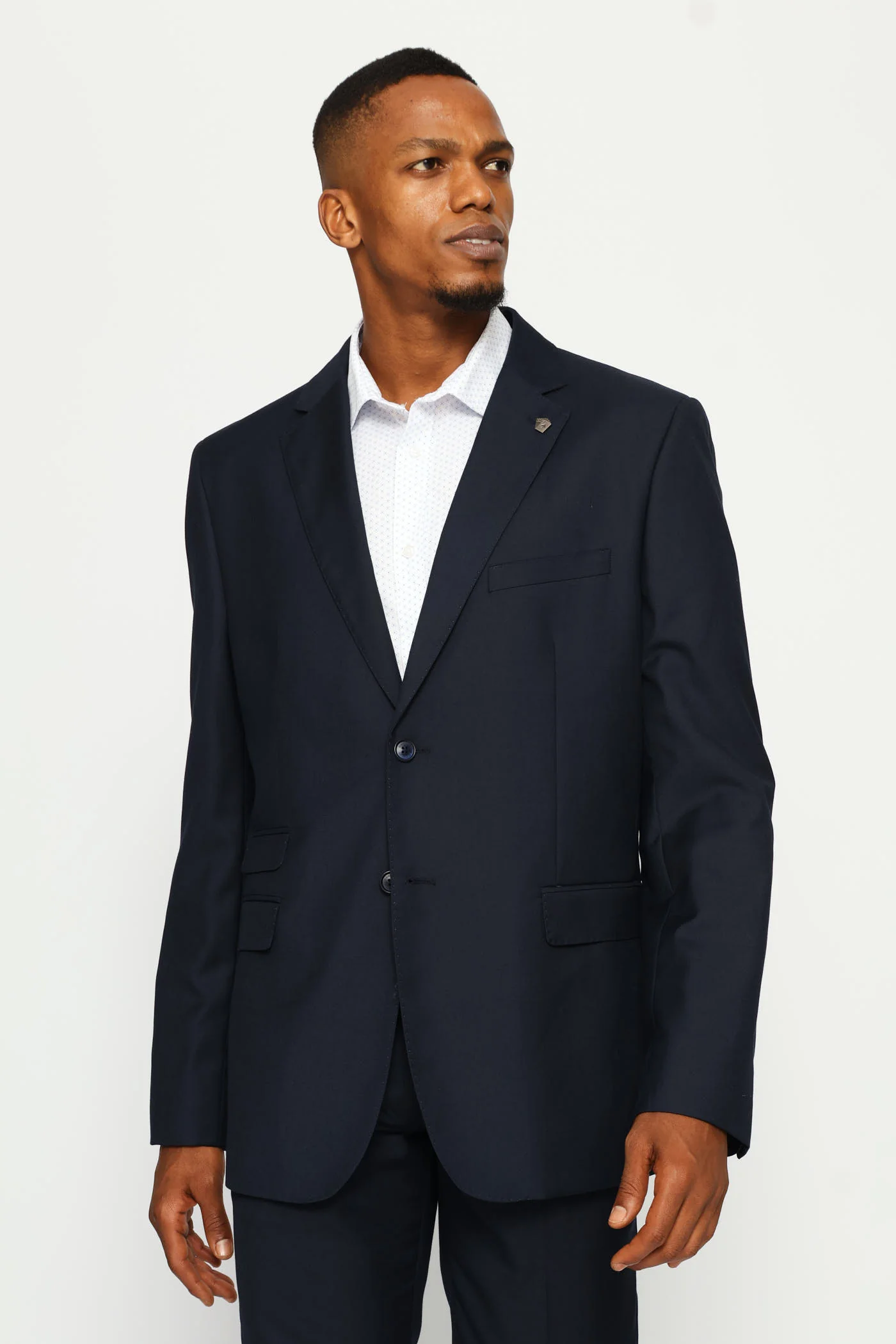 Regular Fit Viscose Blend Suit Jacket - Navy - Image 3