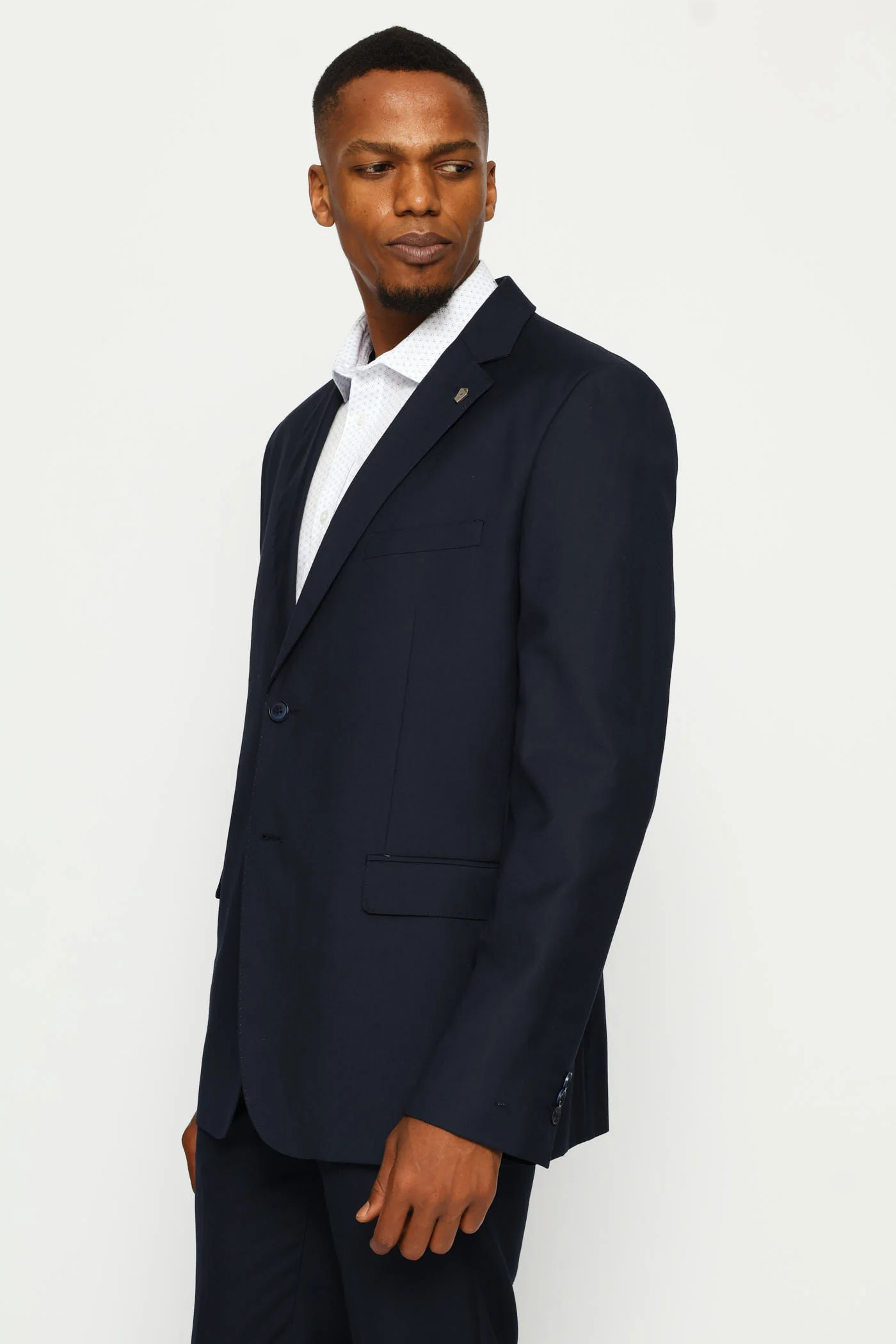Regular Fit Viscose Blend Suit Jacket - Navy - Image 4