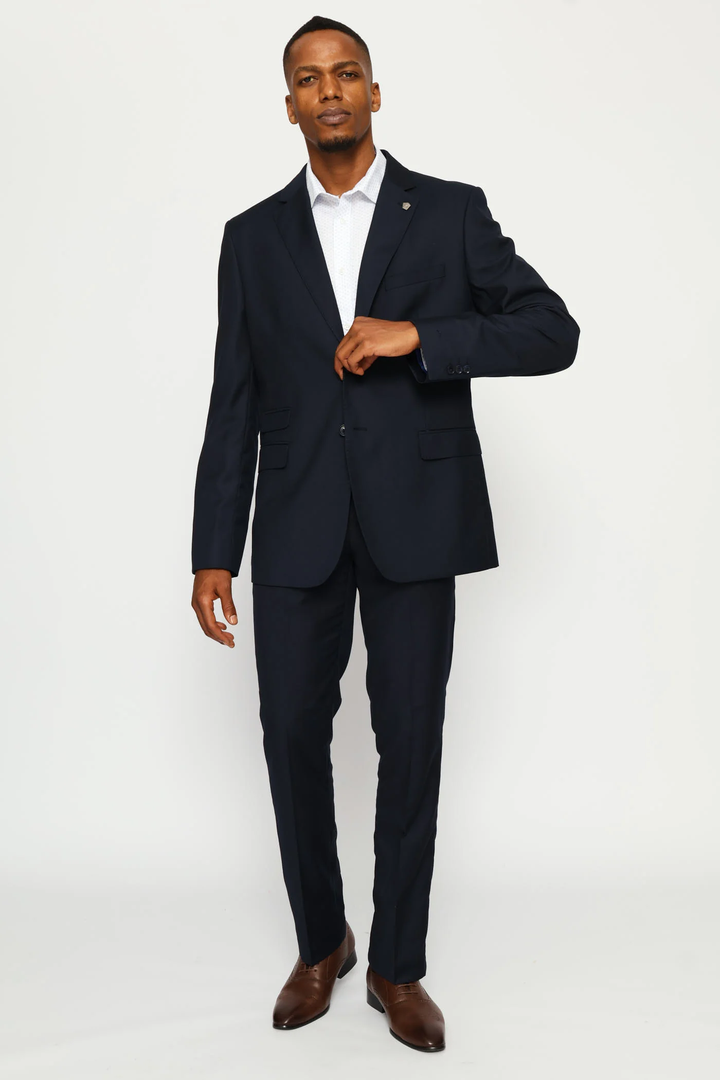 Regular Fit Viscose Blend Suit Jacket - Navy - Image 6