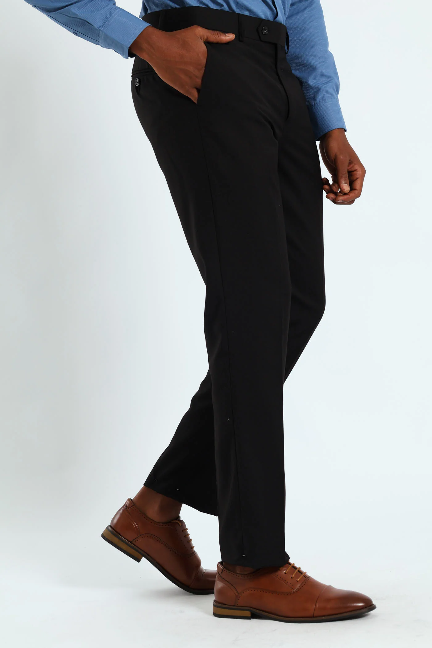 Regular Fit Viscose Blend Suit Trouser - Black - Image 5