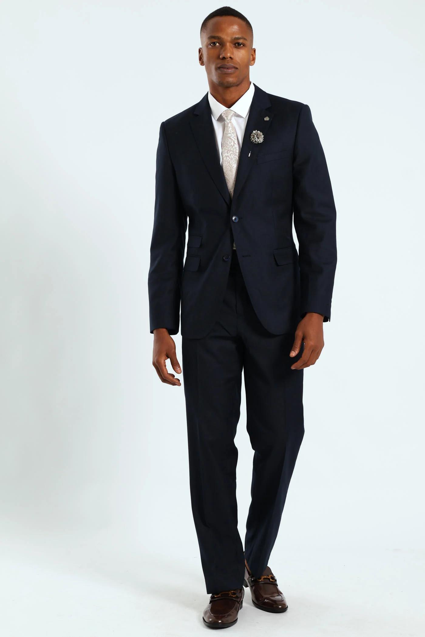 Regular Fit Viscose Blend Suit Trouser - Navy - Image 2
