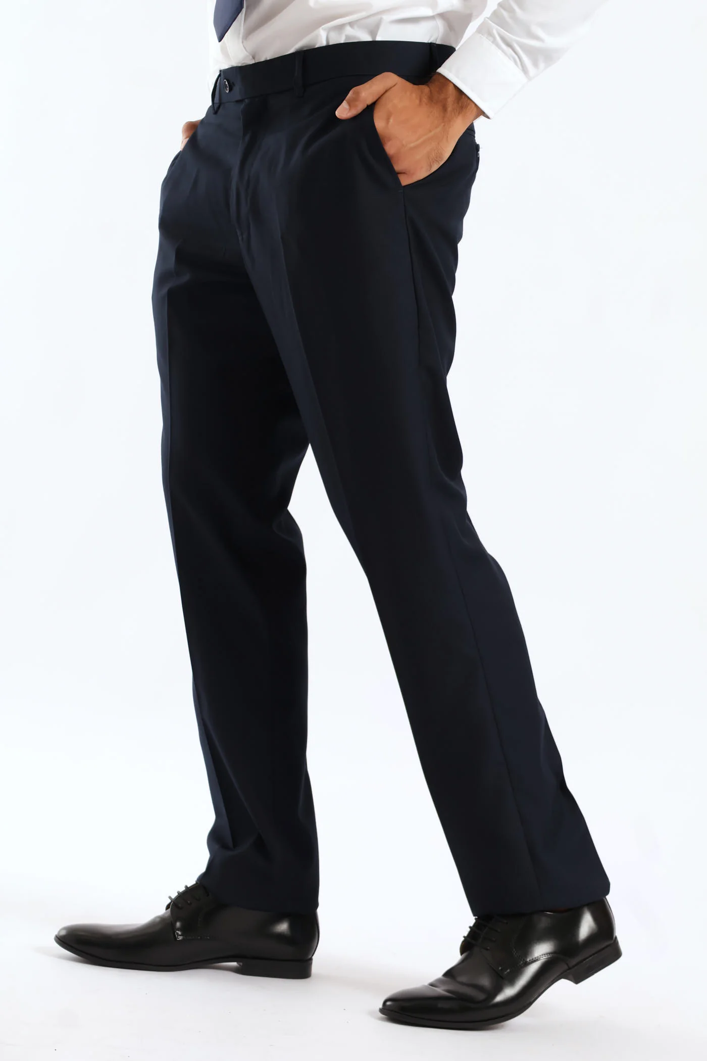 Regular Fit Viscose Blend Suit Trouser - Navy - Image 3