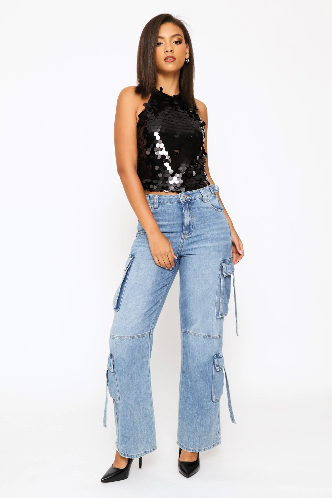 Regular Halter Knit Top - Black - Image 5