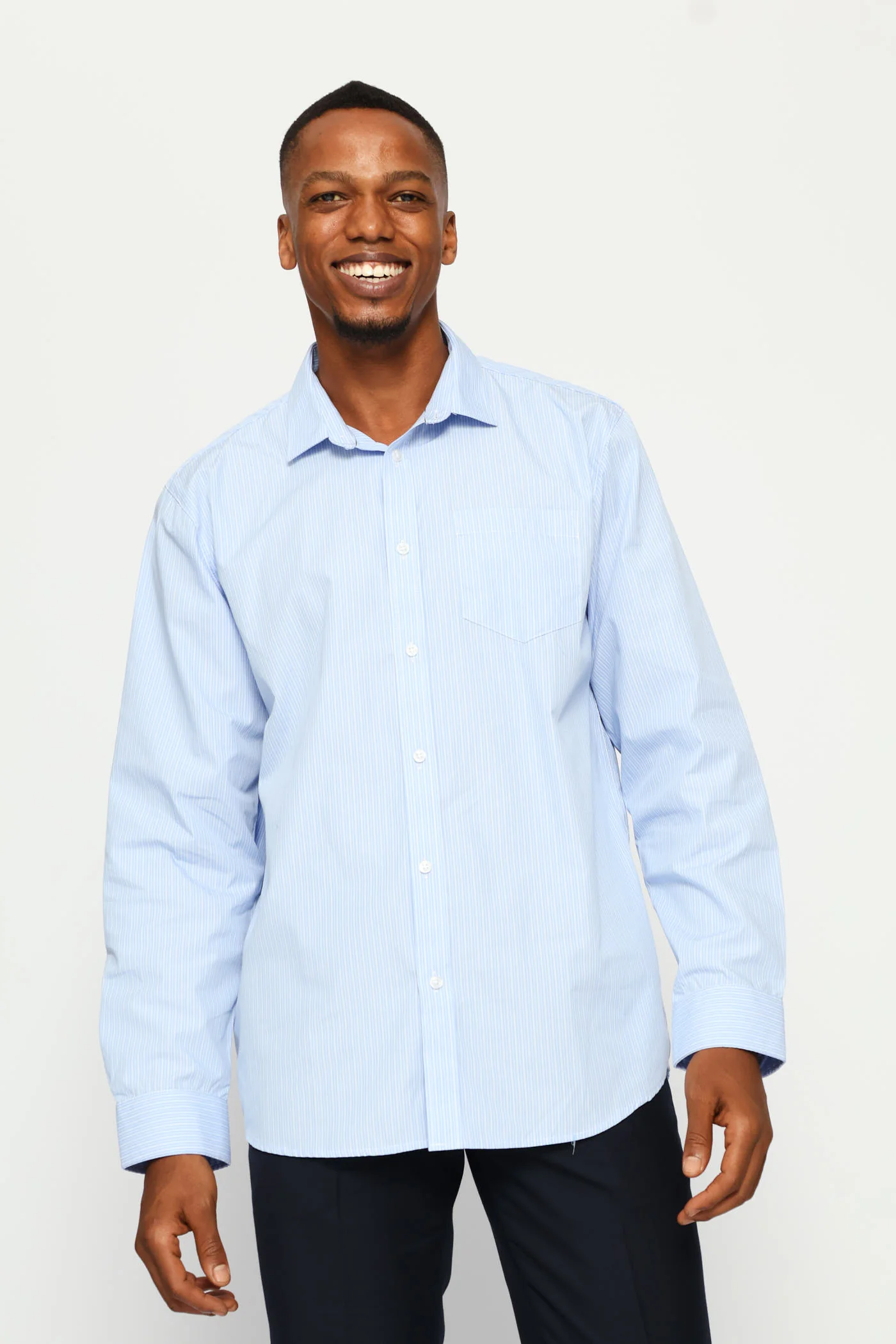 Regular Long Sleeve Double Variated Printed Shirt - White/Light Blue - Image 3