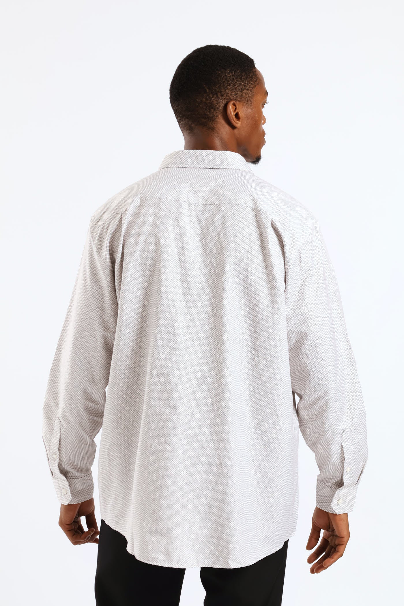 Regular Long Sleeve Spotted Textured Shirt - White/Beige - Image 5