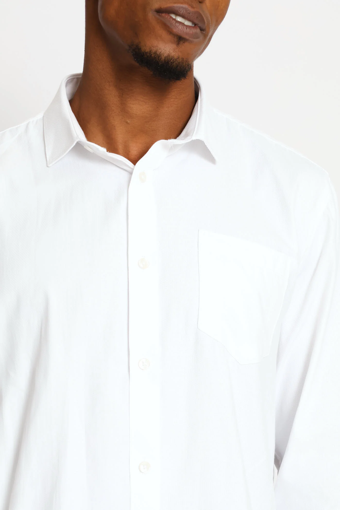 Regular Long Sleeve Tonal Textured Shirt - White - Image 2
