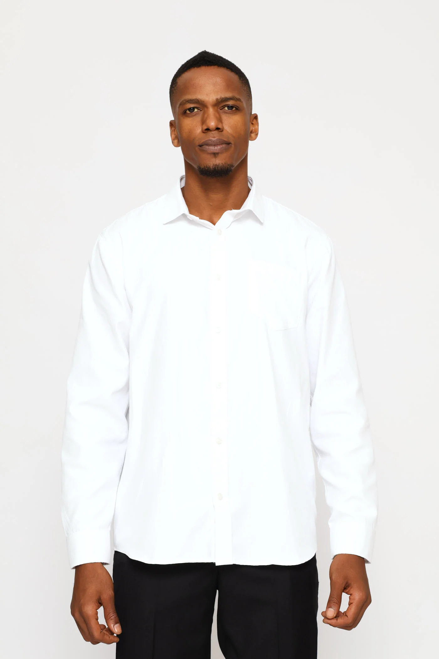 Regular Long Sleeve Tonal Textured Shirt - White - Image 3
