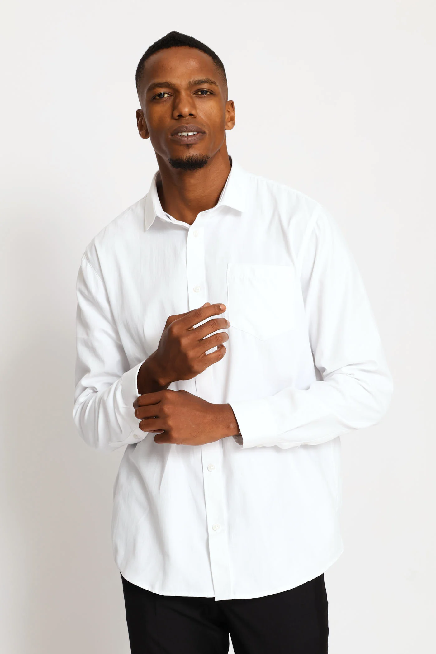 Regular Long Sleeve Tonal Textured Shirt - White - Image 4