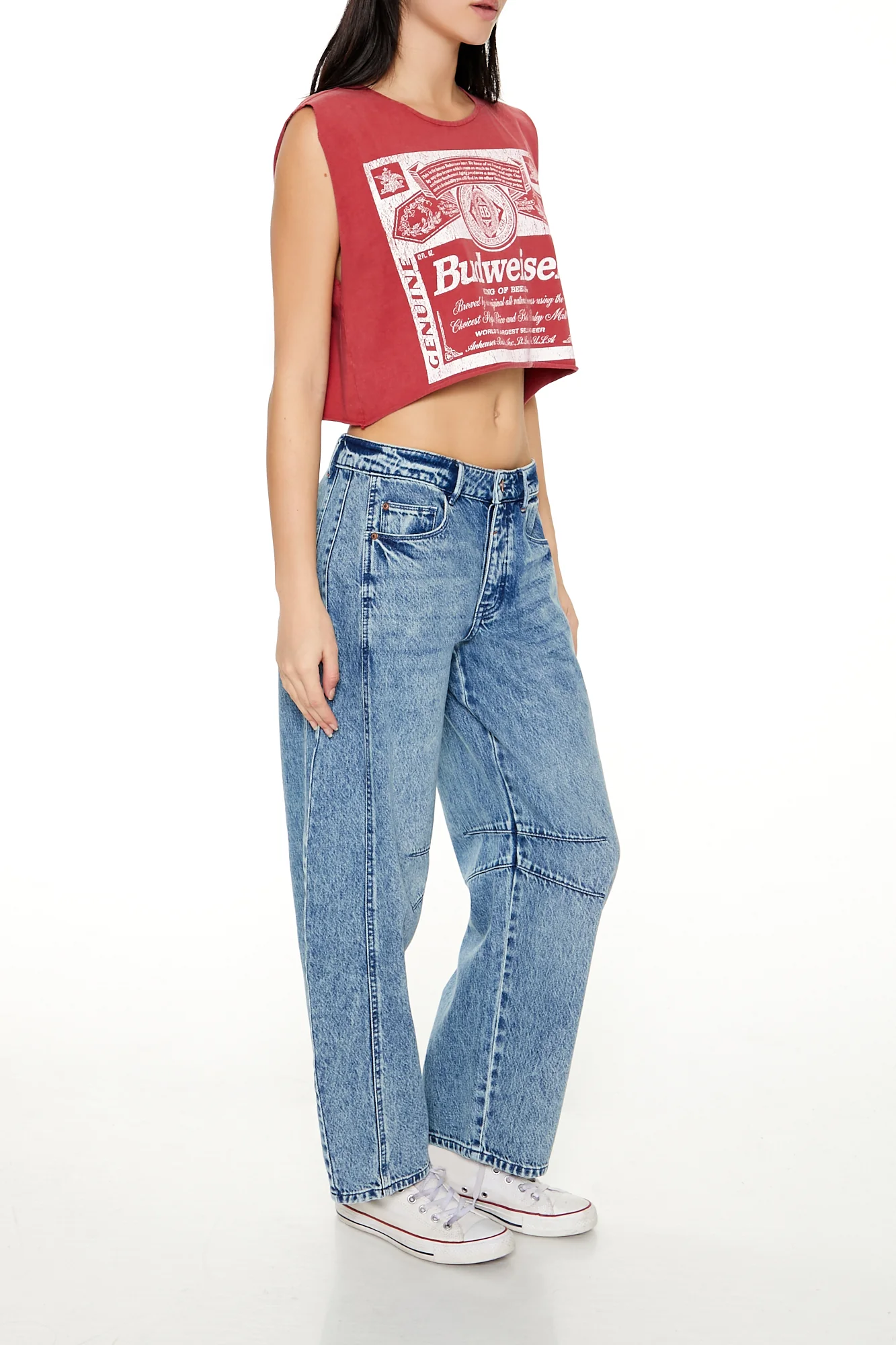 Mid-Rise Baggy Barrel Jean - Mid Blue - Image 3