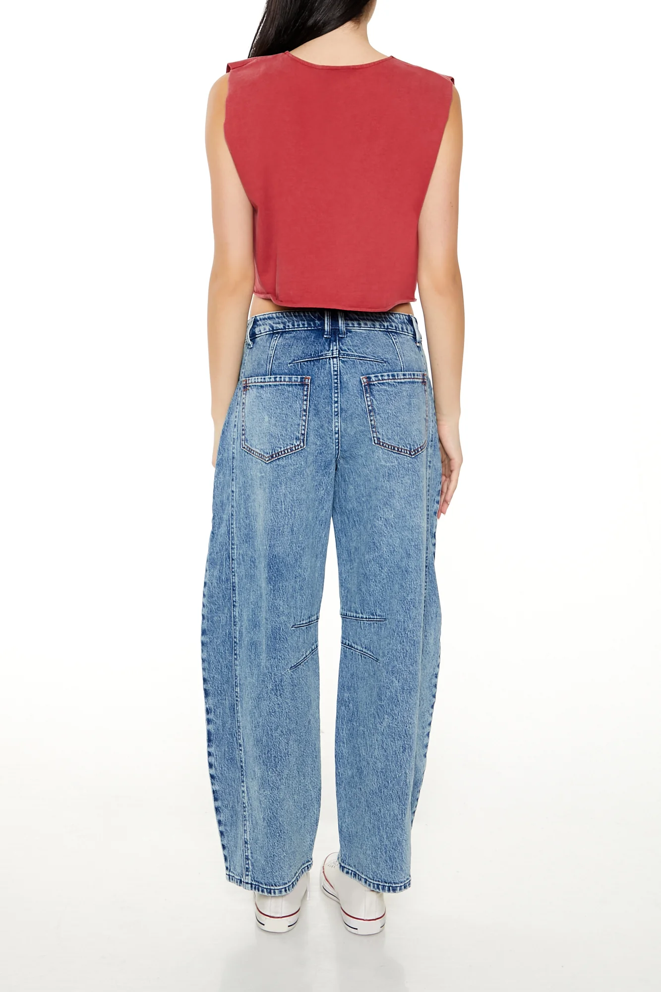 Mid-Rise Baggy Barrel Jean - Mid Blue - Image 4