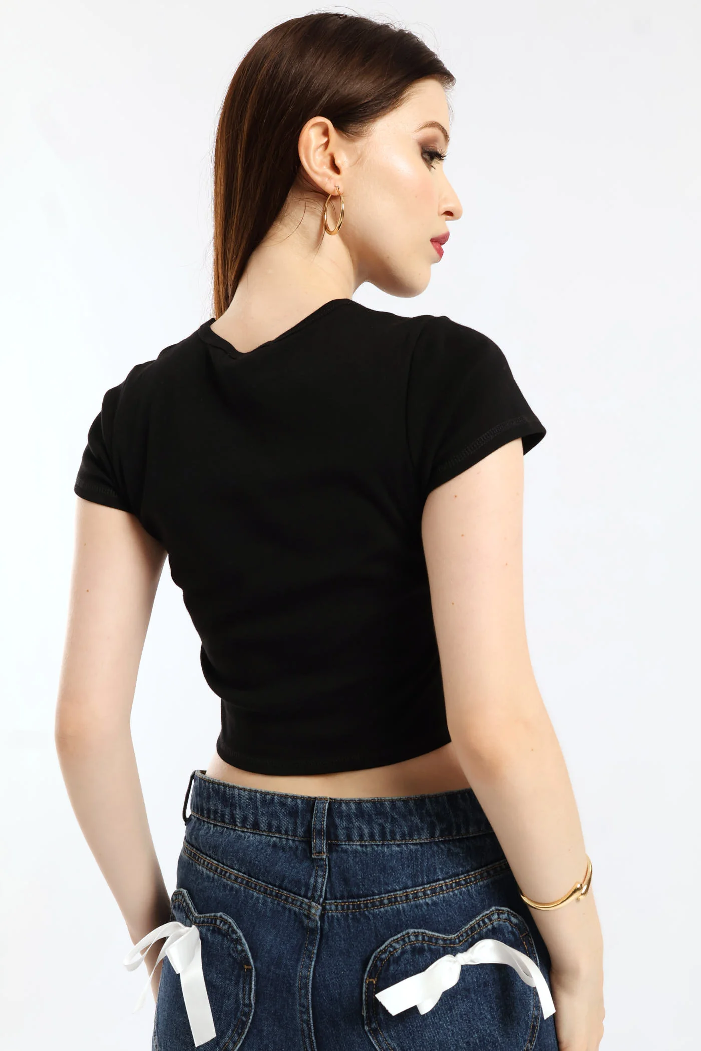 Regular Short Sleeve Logo Baby Tee - Black - Image 4