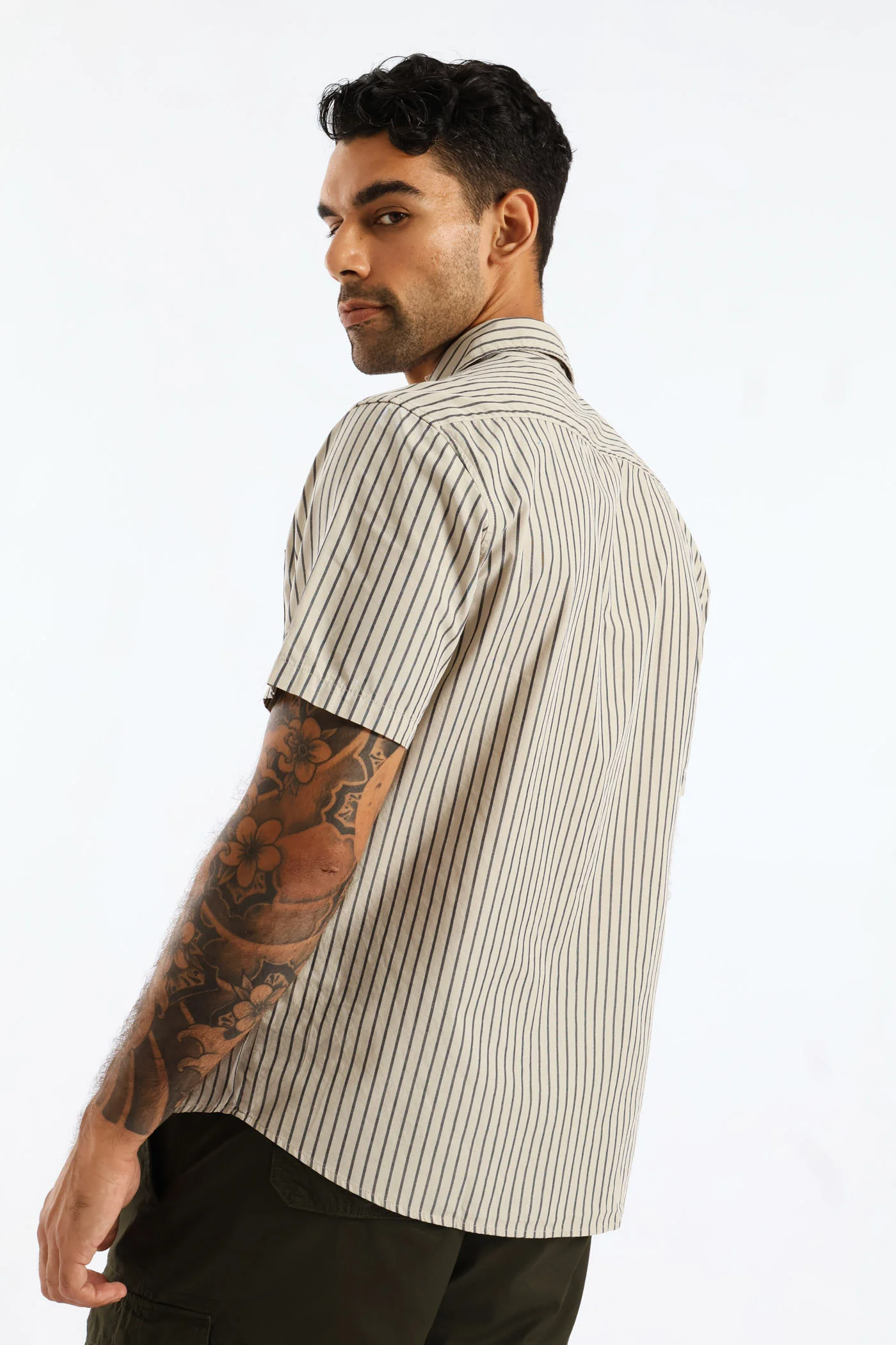 Regular Stripe Shirt - Stone - Image 4
