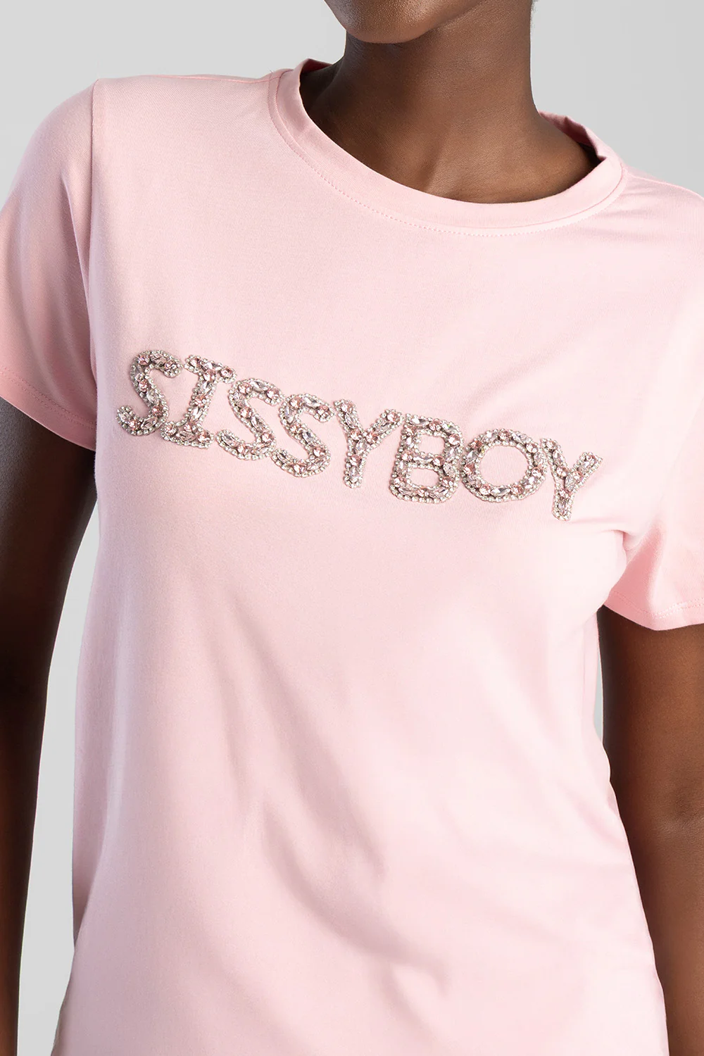 Regular T-Shirt With Diamante Transfer - Pink - Image 2
