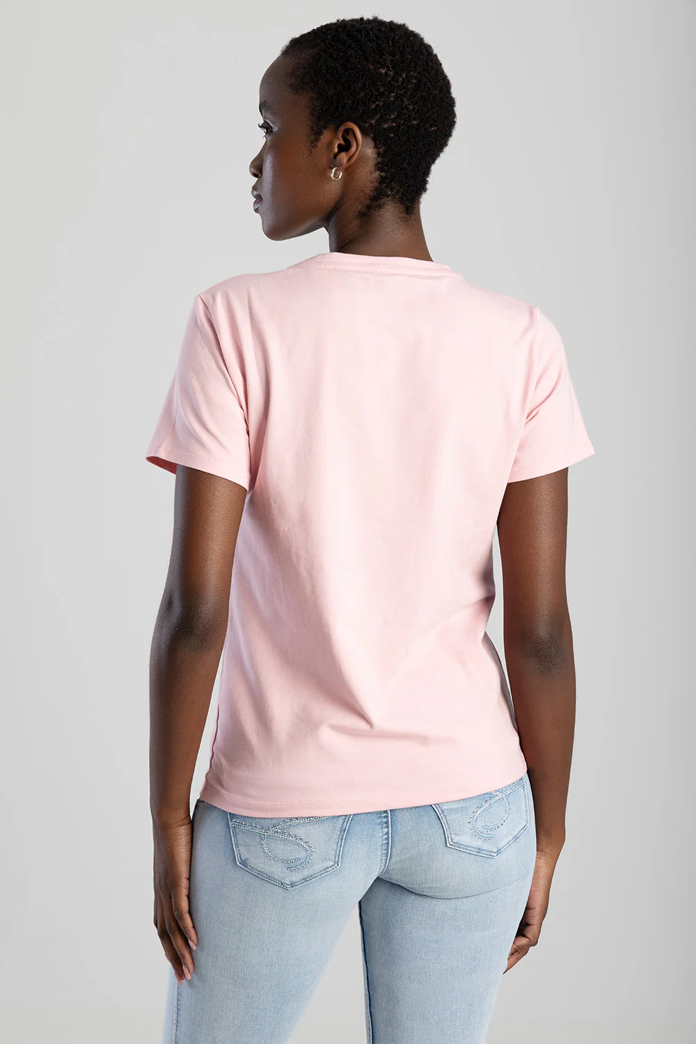Regular T-Shirt With Diamante Transfer - Pink - Image 3