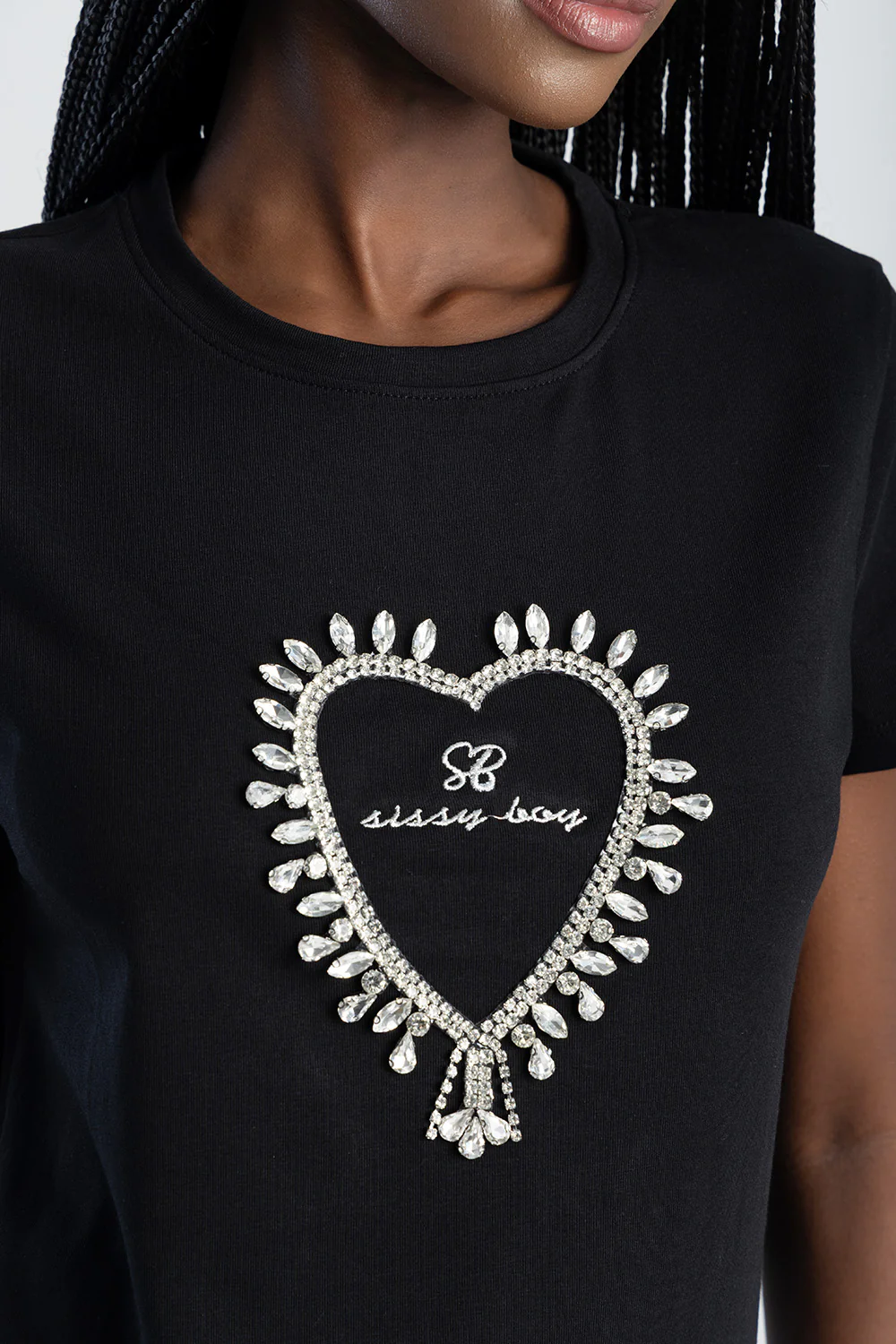 Regular T-Shirt With Transfer Heart And Embroidered Logo - Black - Image 2