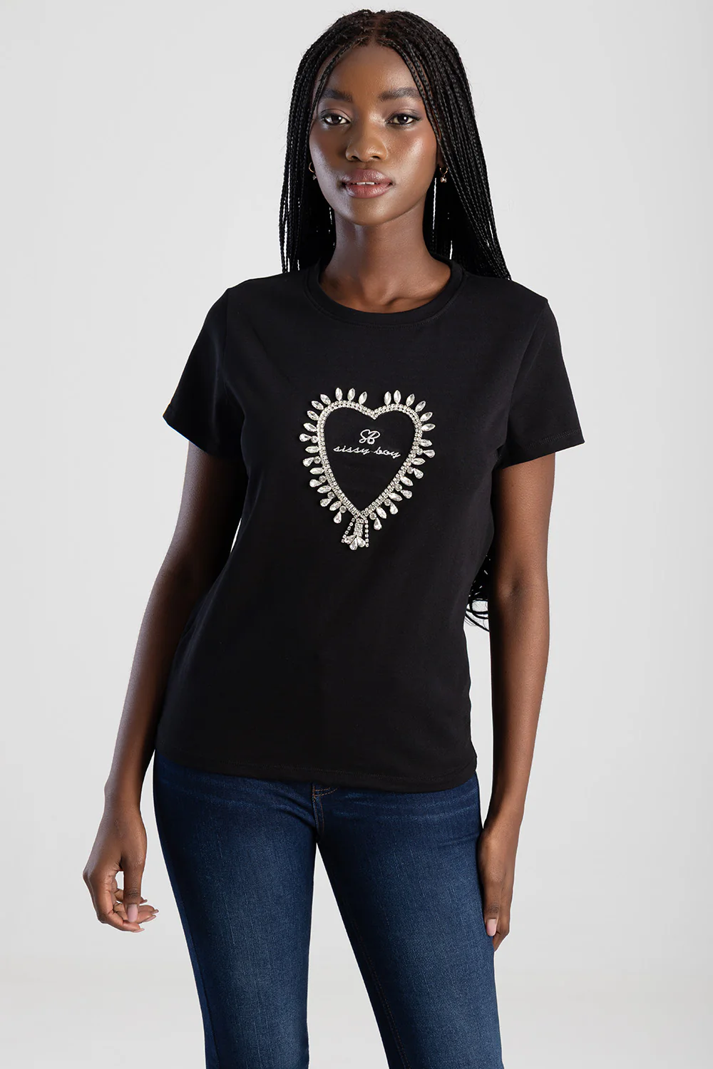 Regular T-Shirt With Transfer Heart And Embroidered Logo - Black - Image 3