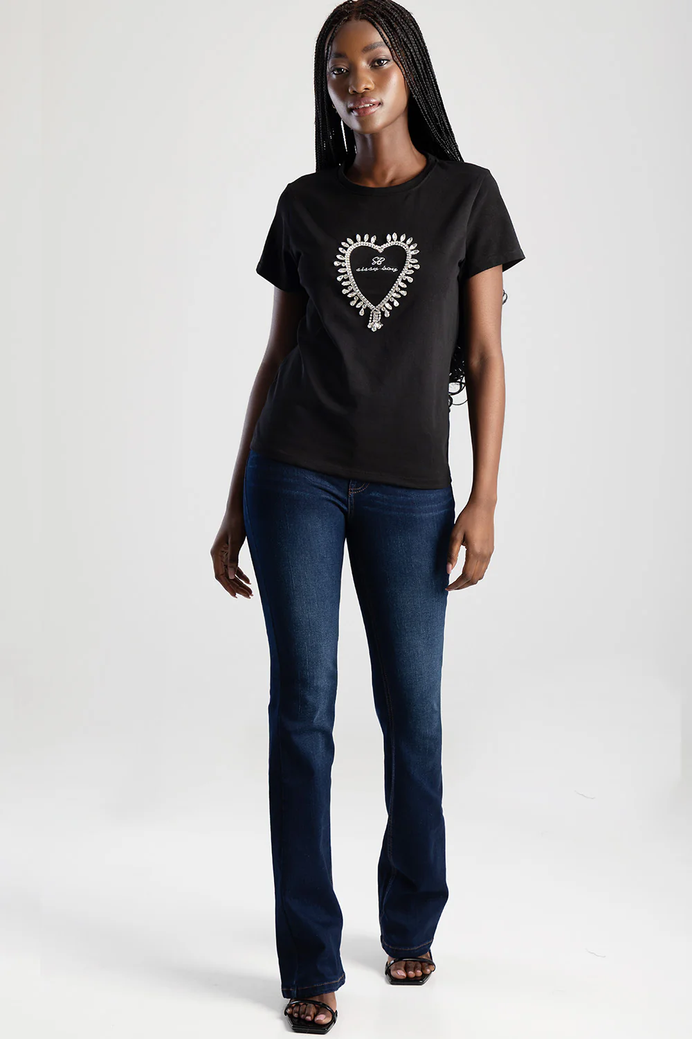 Regular T-Shirt With Transfer Heart And Embroidered Logo - Black - Image 5