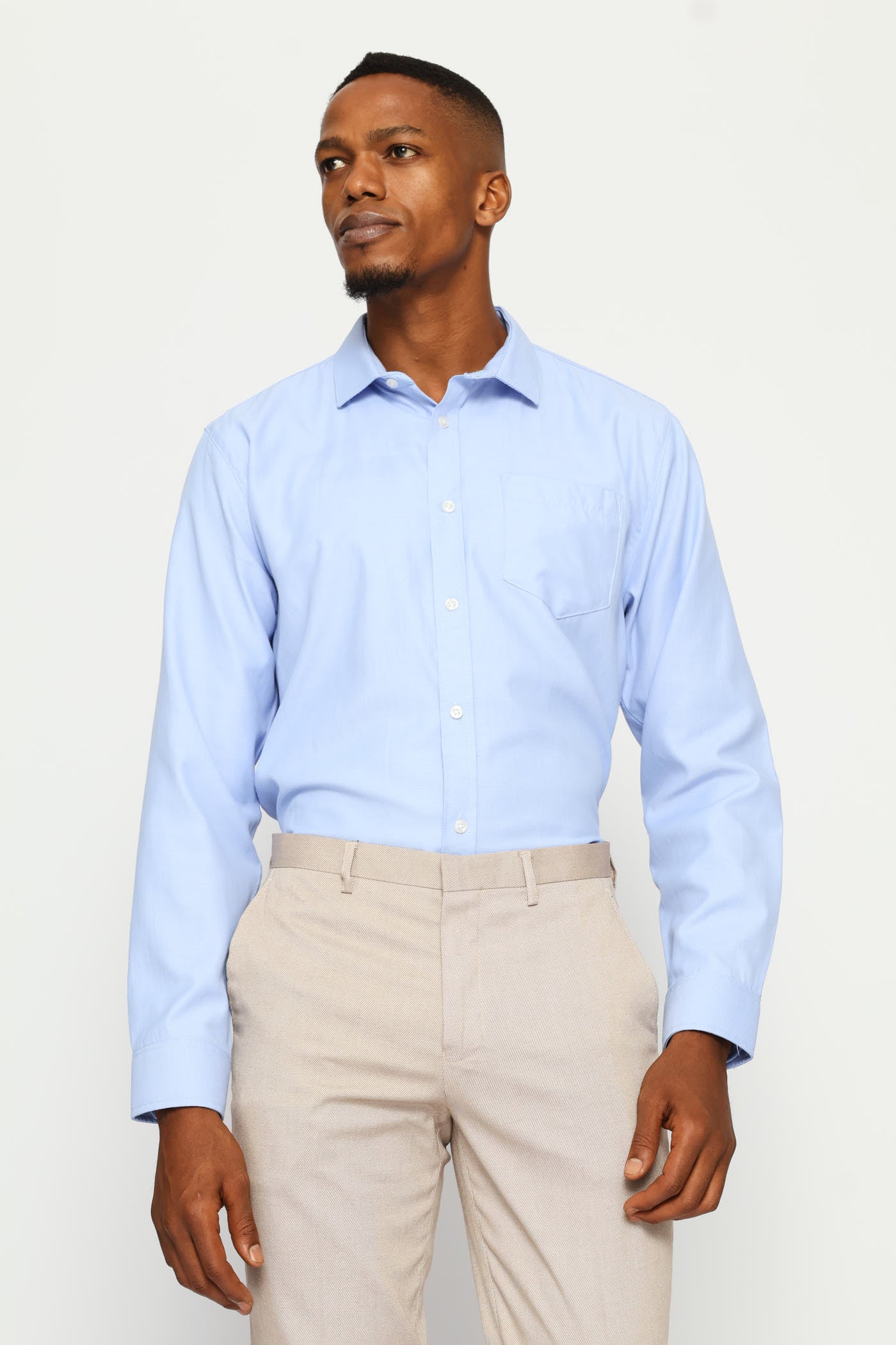 Regular Tonal Textured Shirt - Light Blue - Image 2