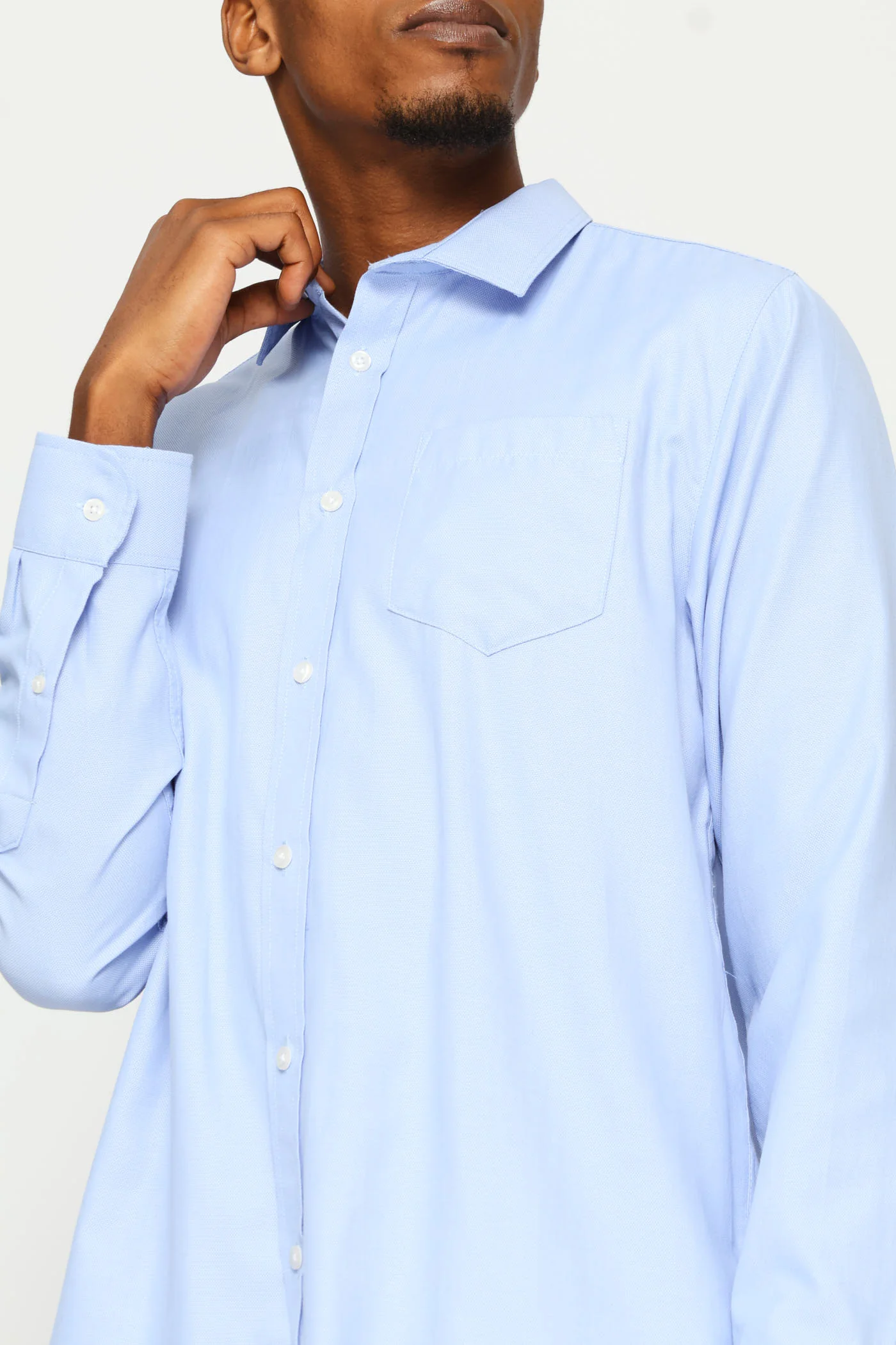 Regular Tonal Textured Shirt - Light Blue - Image 5