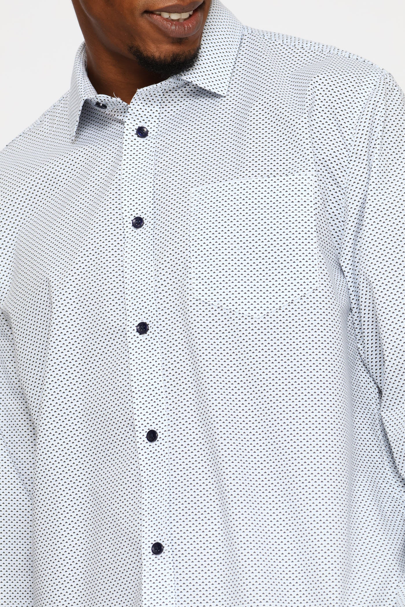 Regular Triangle & Spot Printed Shirt - White/Blue - Image 2