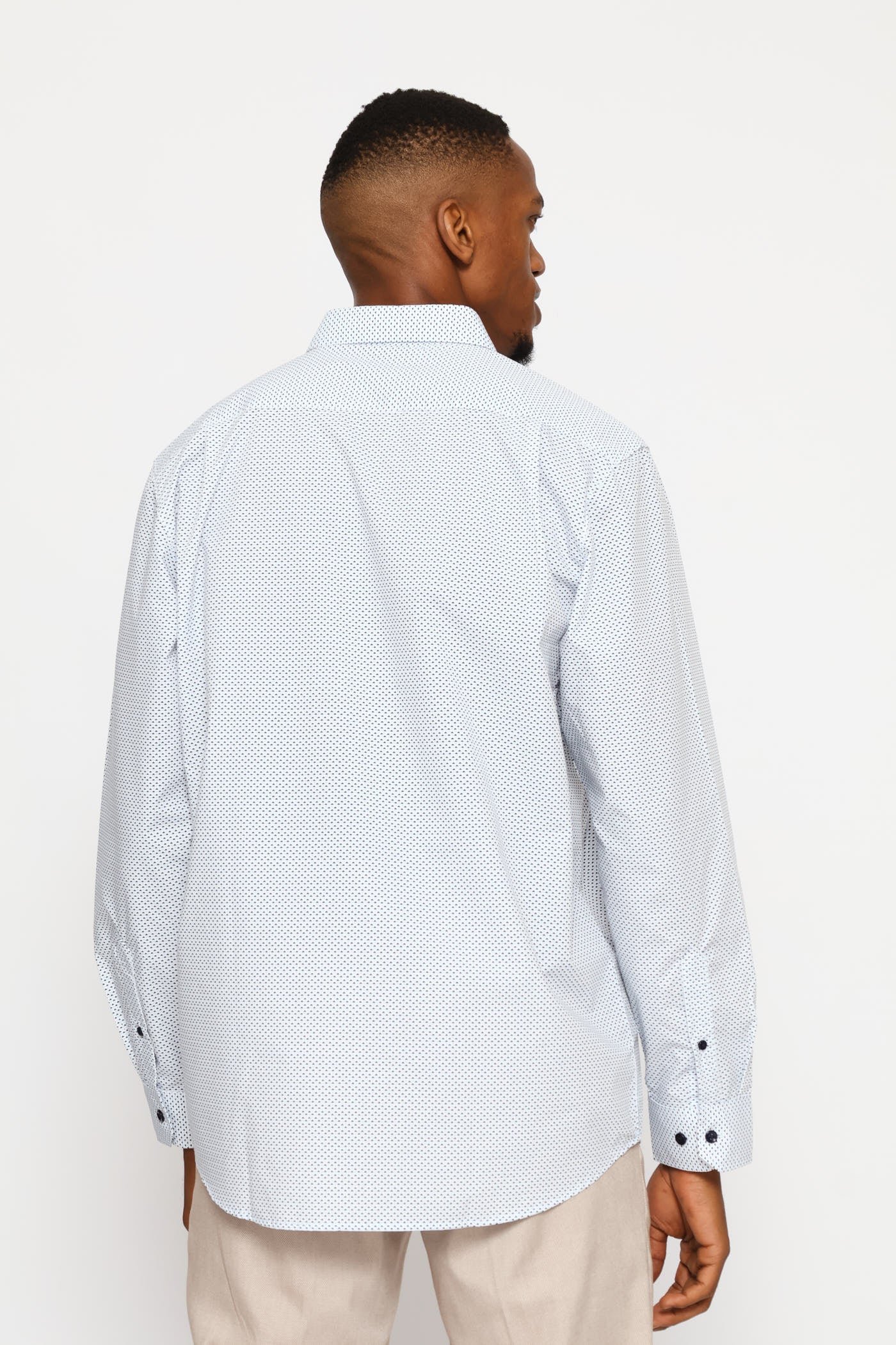 Regular Triangle & Spot Printed Shirt - White/Blue - Image 4